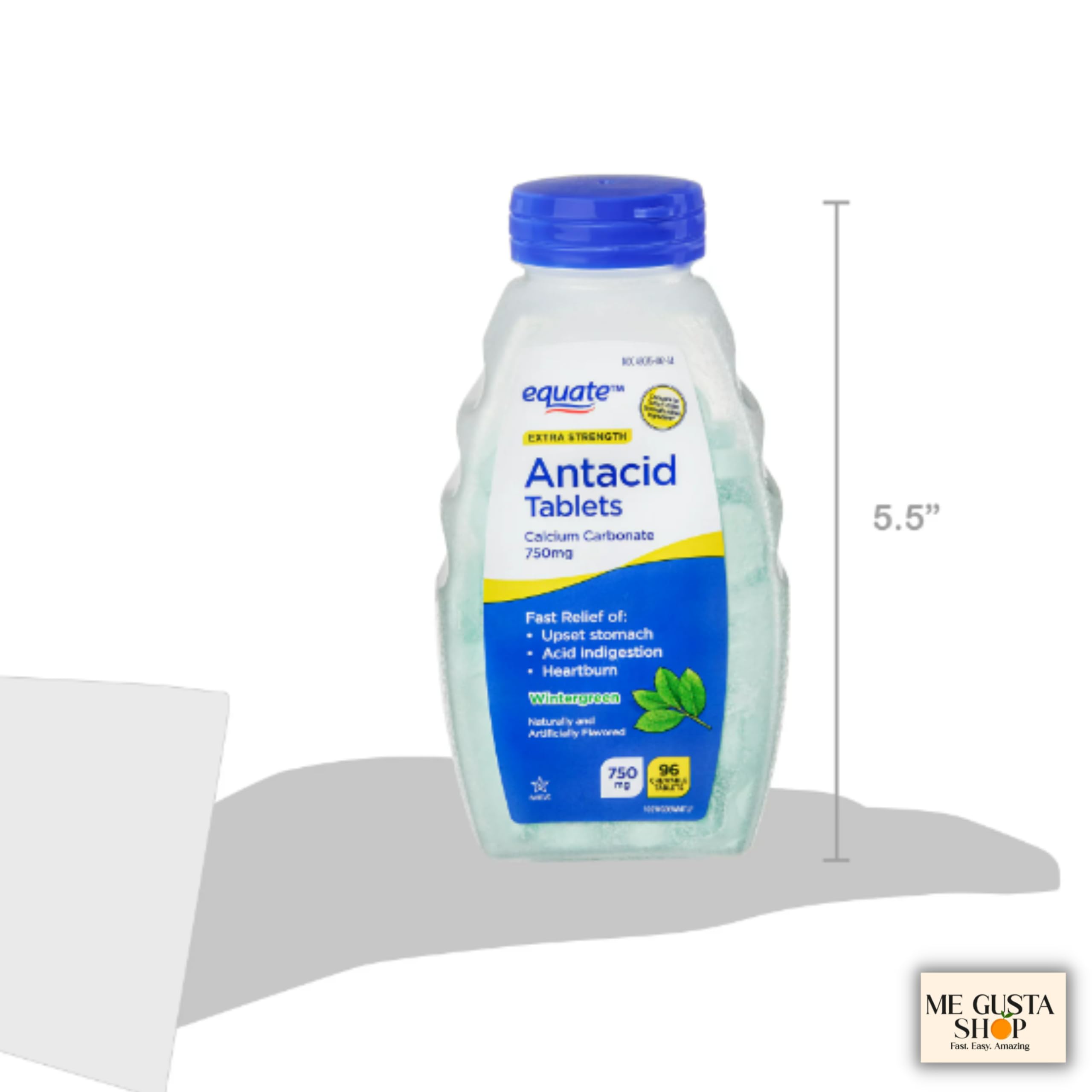 ME GUSTA SHOP Equate emballage pastilles antiacide Wintergreen, 750 mg, 96 ct.