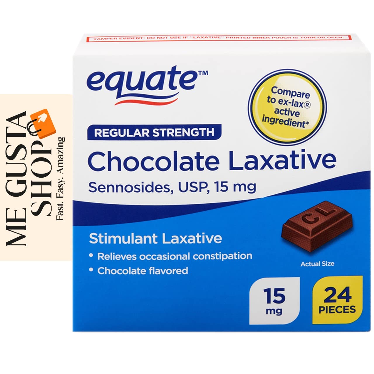 Me GustA Shop Equate laxatif chocolat ingrédients, référence rapide.