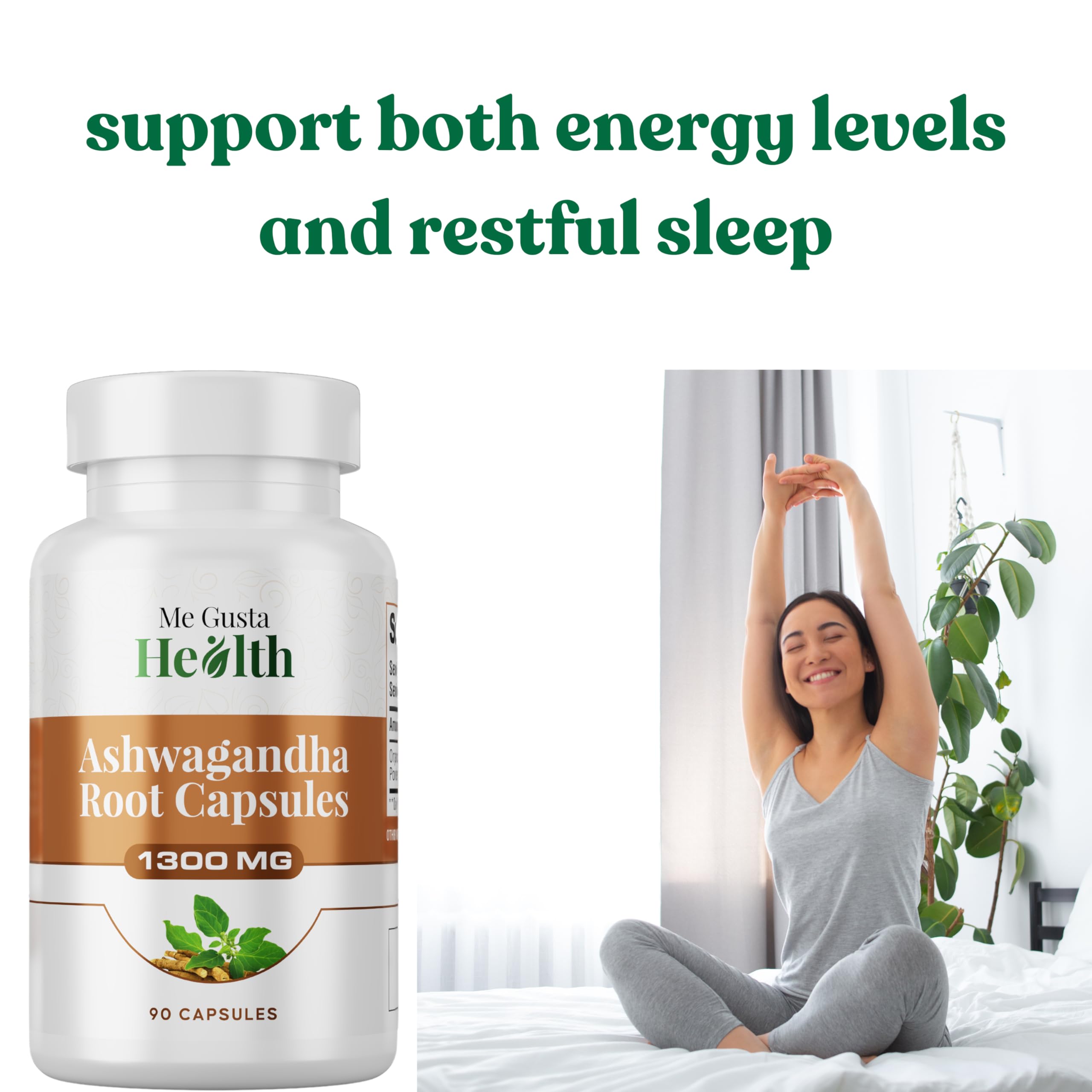 ME GUSTA HEALTH Ashwagandha : gélules séparées et capsule propre pour usage quotidien.