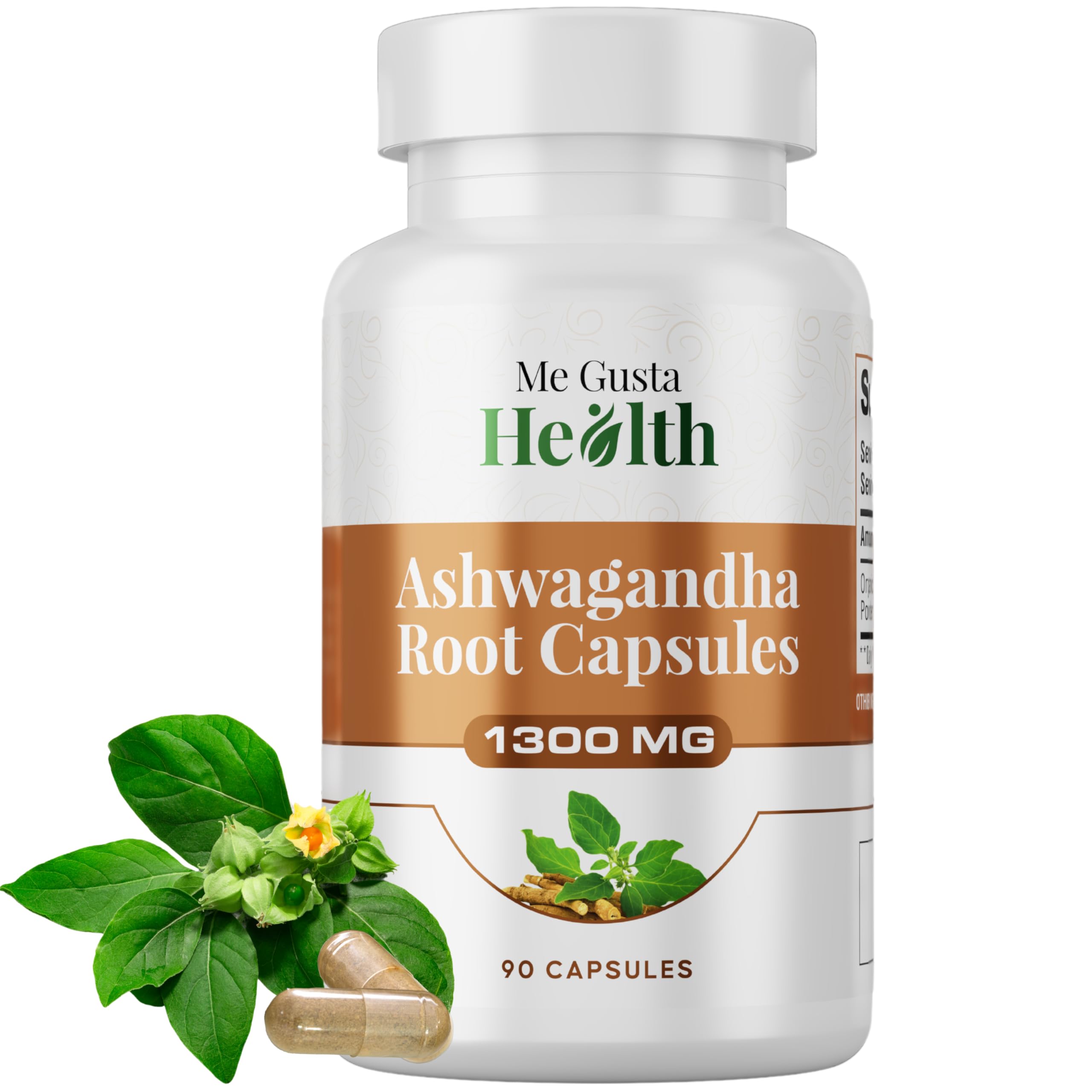 ME GUSTA HEALTH Ashwagandha : gélules et poudre, soutien potentiel énergie naturelle.