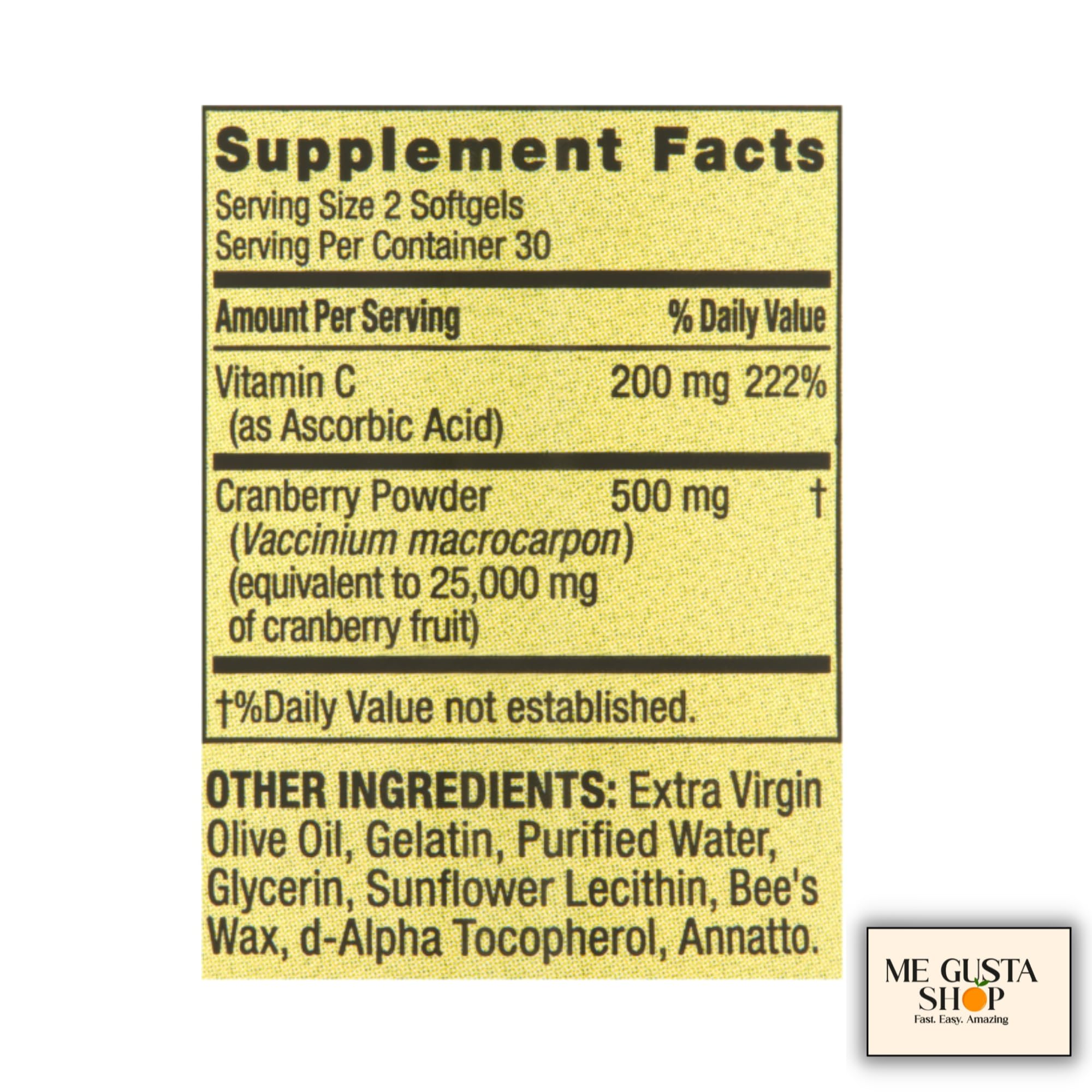 Me Gusta Shop Cranberry capsules-softgel – 60 comprimés emboîtés pour routine pratique