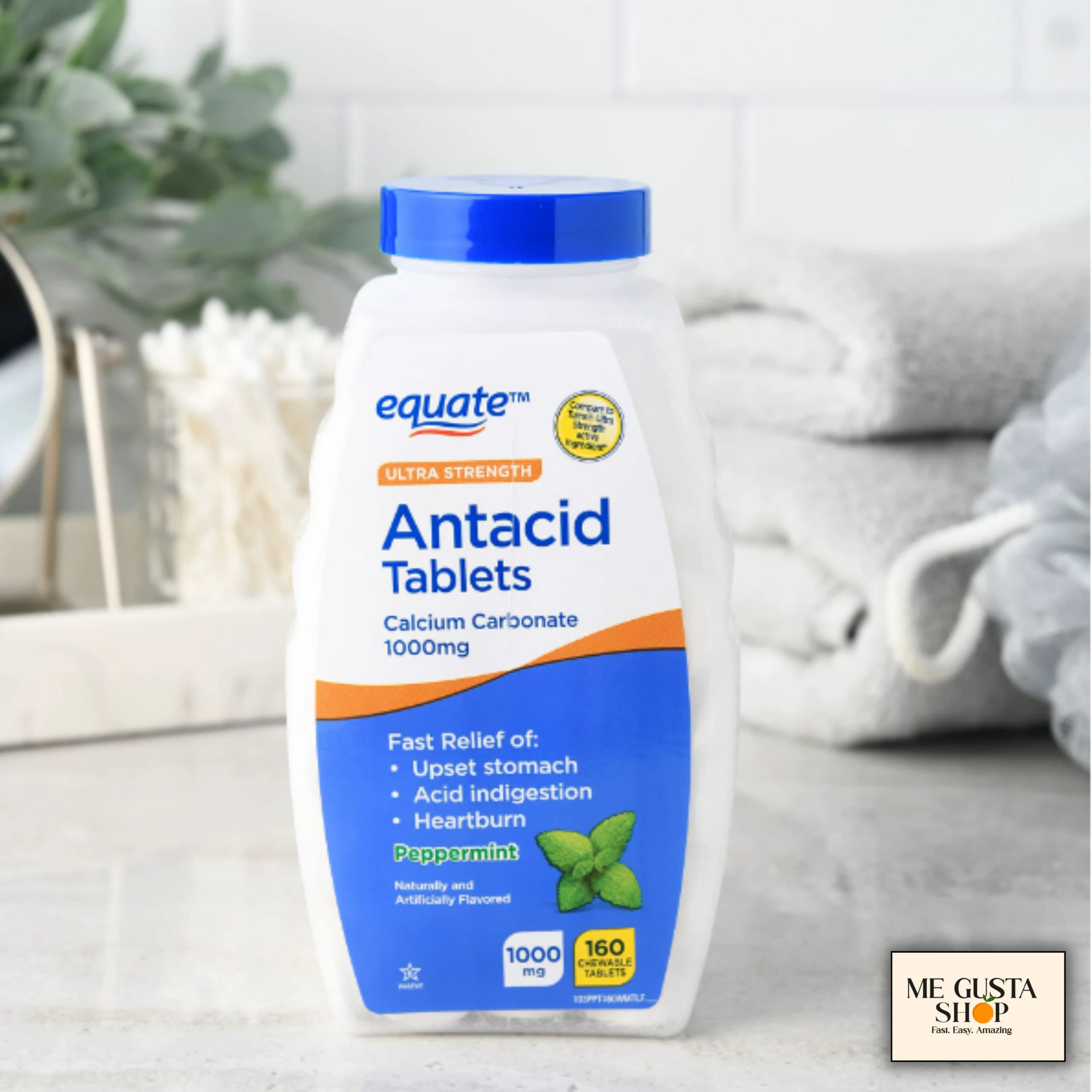 Bouteille ME GUSTA SHOP Antiacide avec étiquette et dosage 1000 mg