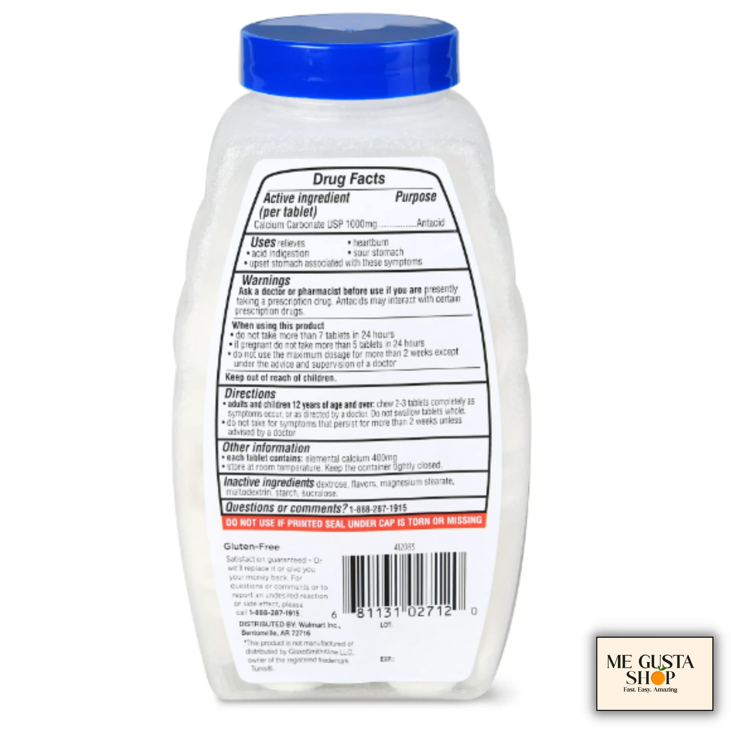 Pack deux ME GUSTA SHOP Equate Antiacide, 320 comprimés au total pratique