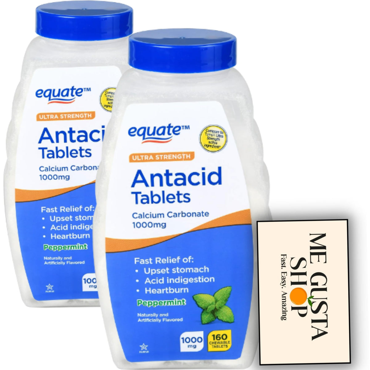 ME GUSTA SHOP Equate Antiacide, comprimés menthe faciles à mâcher après repas