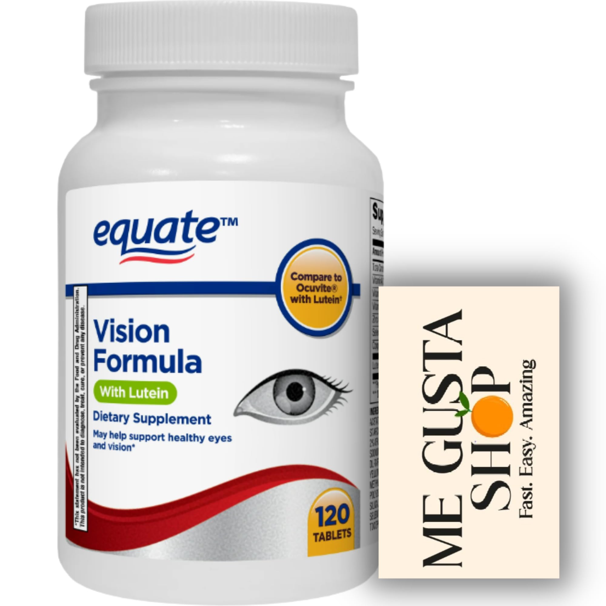 Me Gusta Shop Equate Vision Lutéine - Bouteille montrant le complément pour la clarté visuelle