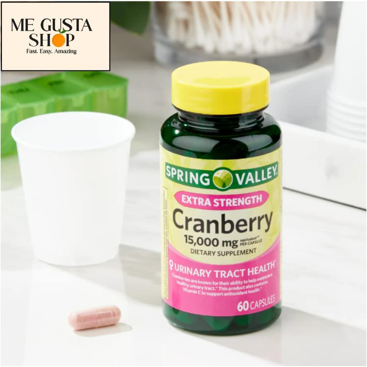 ME GUSTA SHOP Spring Valley Canneberge 15000 mg – pilulier inclus pour gérer les doses.
