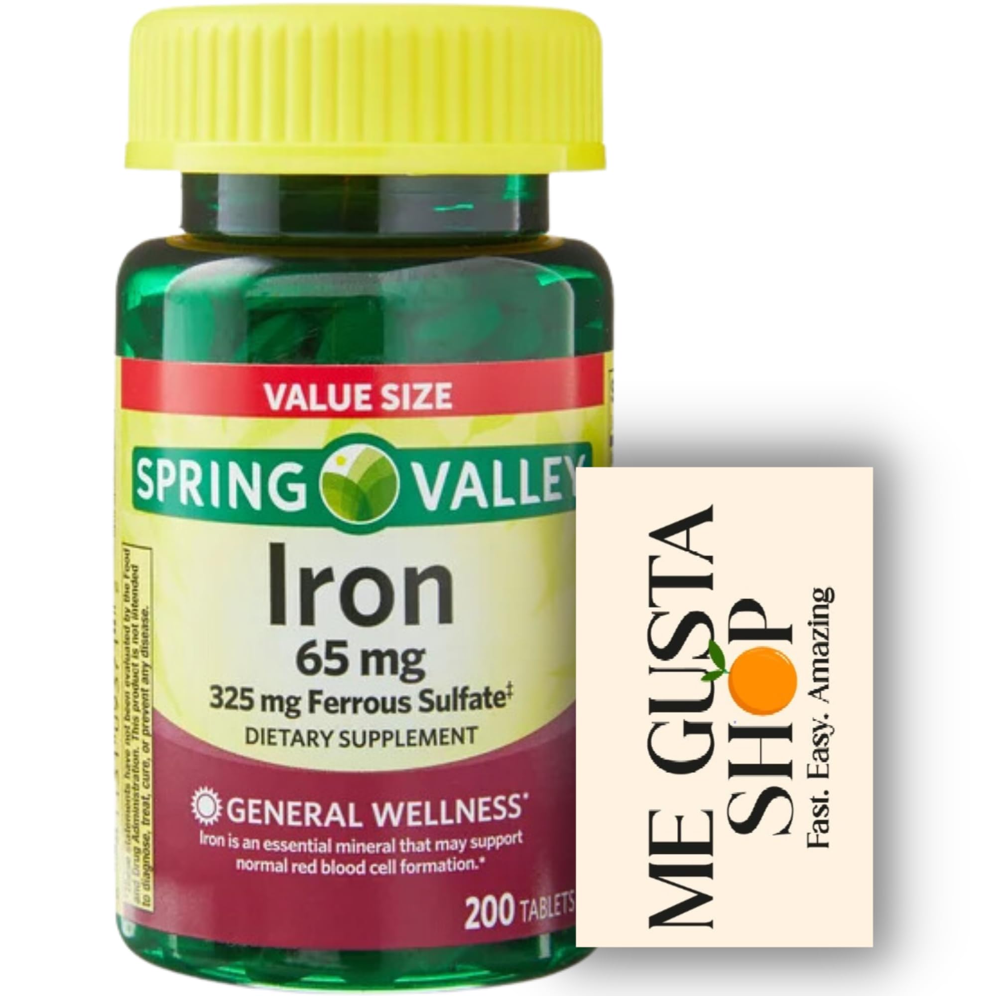 ME GUSTA SHOP tablettes fer Spring Valley 65 mg, présentation prête à l’emploi