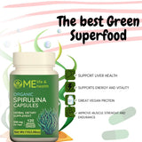 Spiruline ME LIFE & HEALTH, emballage et etiquette montrant la traçabilité et la pureté.