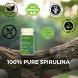 Gélules spiruline ME LIFE & HEALTH, format compact pour une utilisation quotidienne.