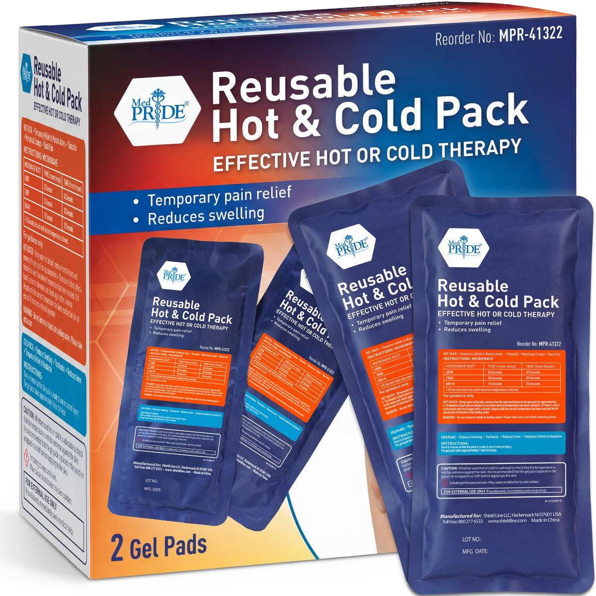 MED PRIDE compresse gel chaud et froid pour genou – soulagement ciblé.