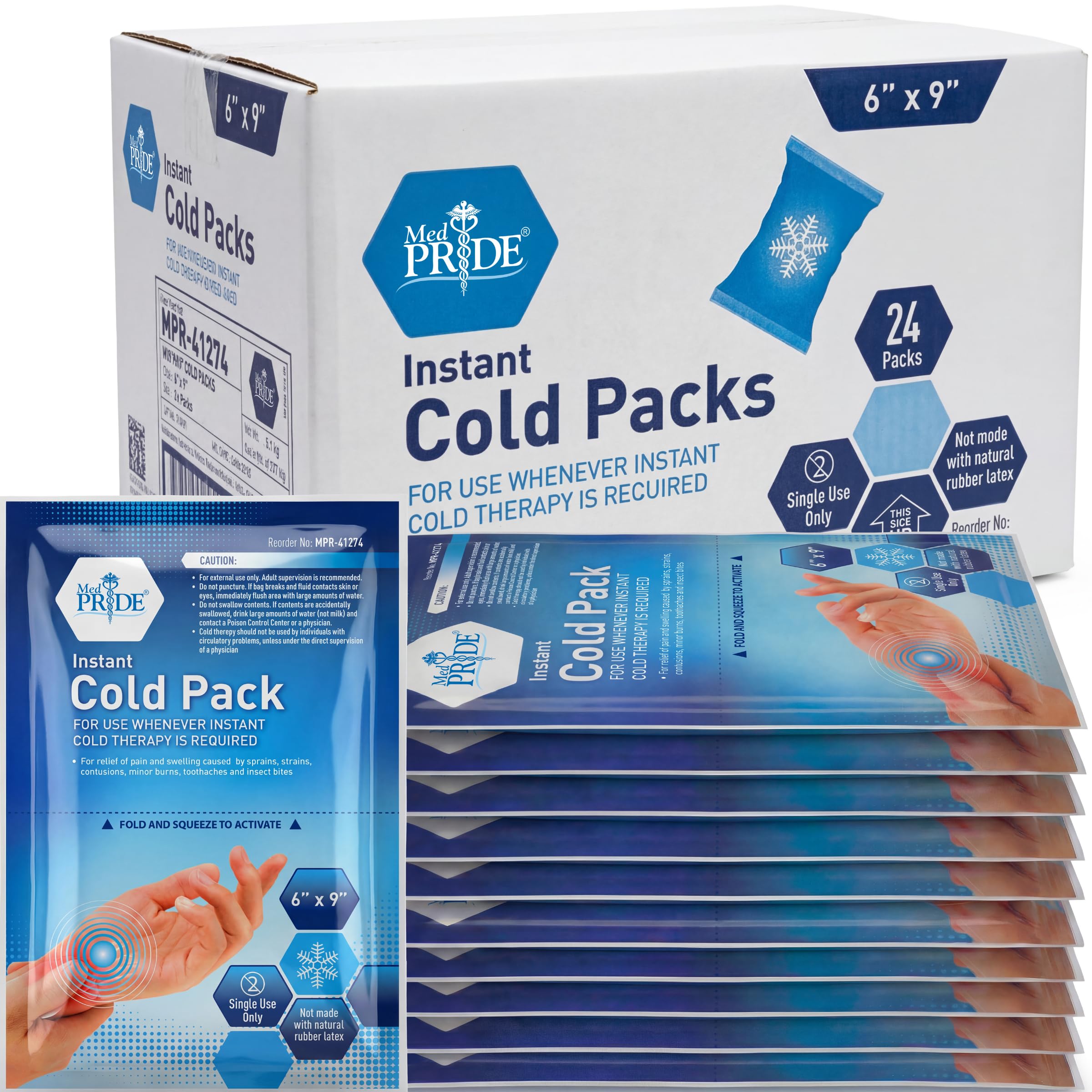 MED PRIDE pack froid instantané 6x9 prêt à l'emploi pour premiers secours.