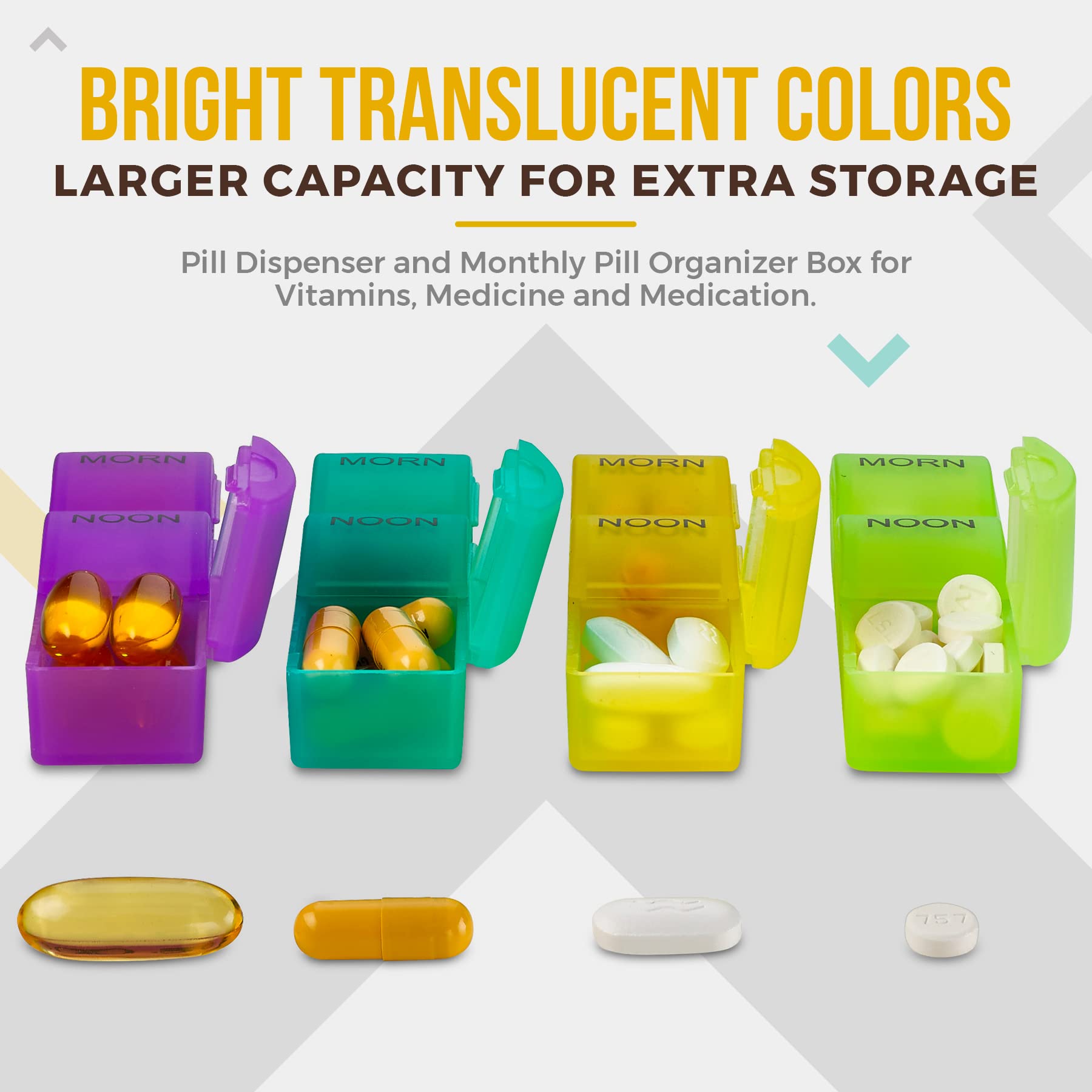 MEDca compartiments translucides colorés, vérification rapide des prises quotidiennes.