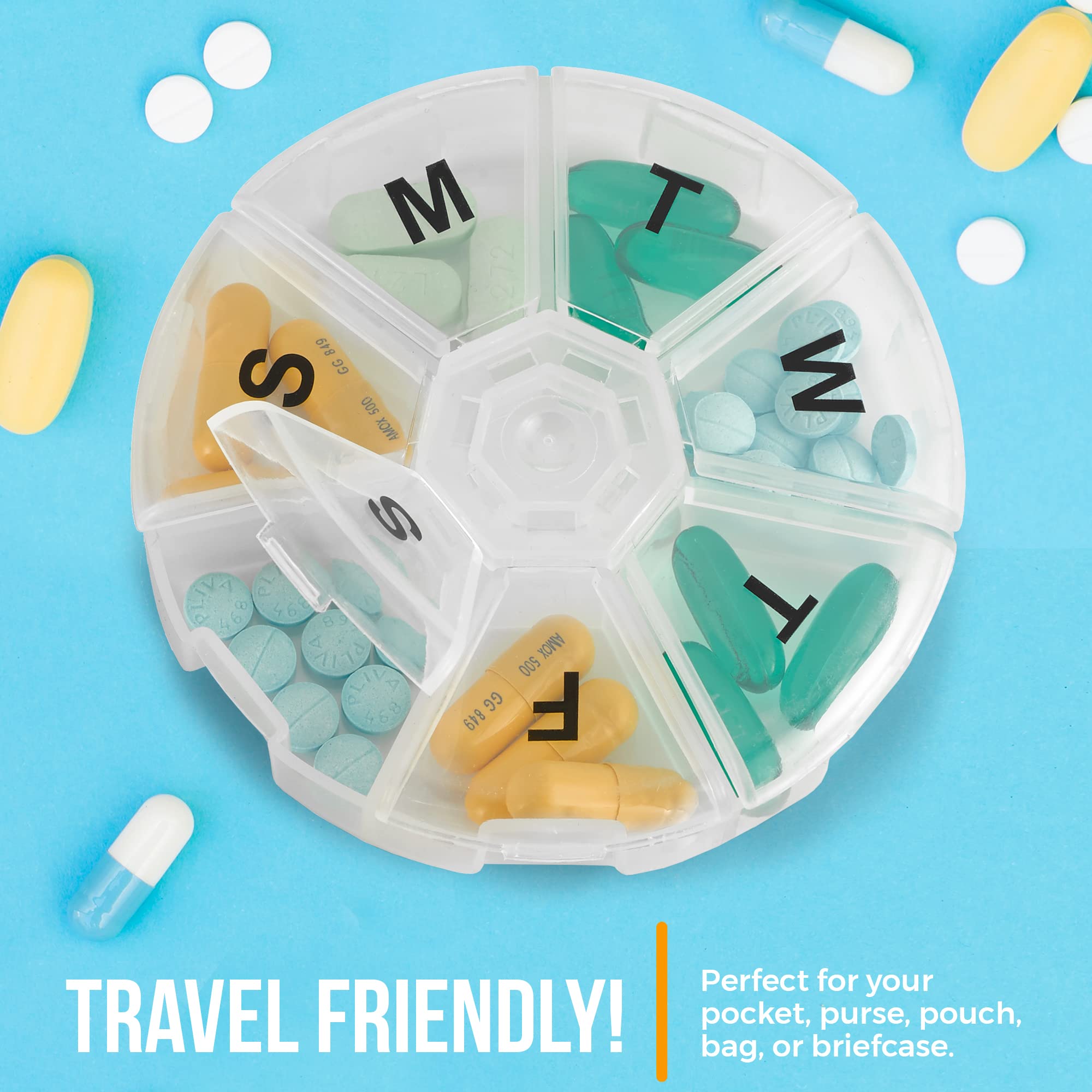 MEDca organisateur-pilules pour voyage, taille compacte et pratique.