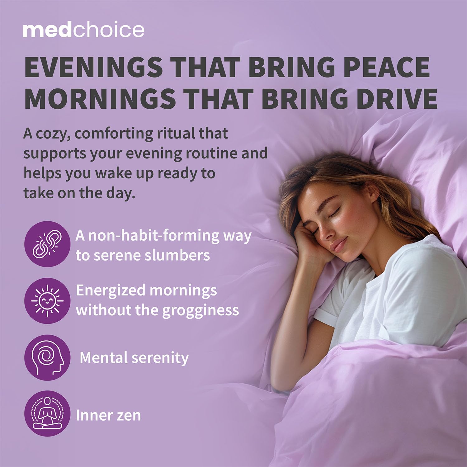 MEDCHOICE 12-en-1 mélatonine — extrait d'ashwagandha et L-théanine pour relaxation