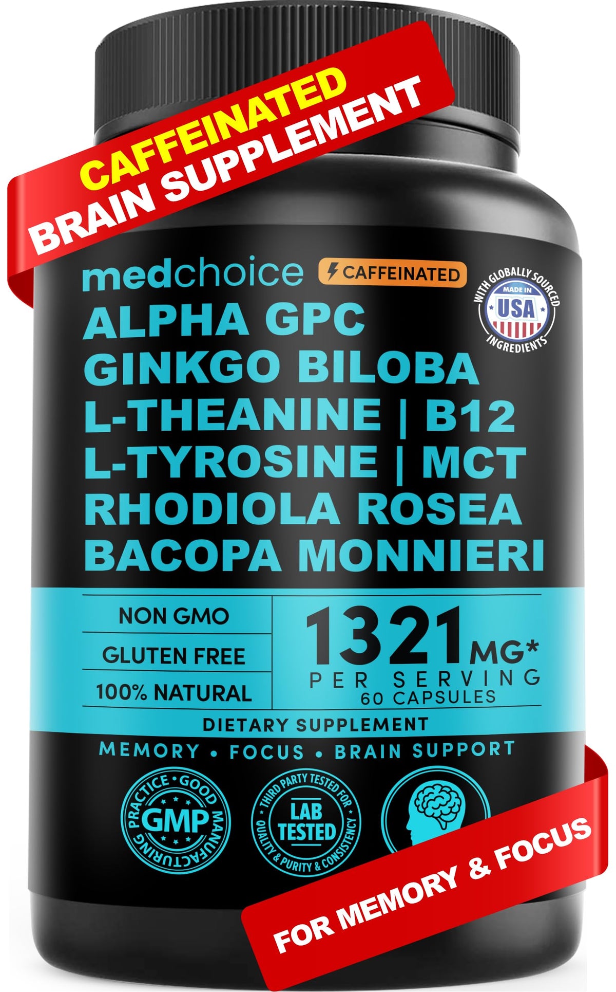 MEDCHOICE 12-en-1 nootropique Bouteille – soutien potentiel concentration au quotidien