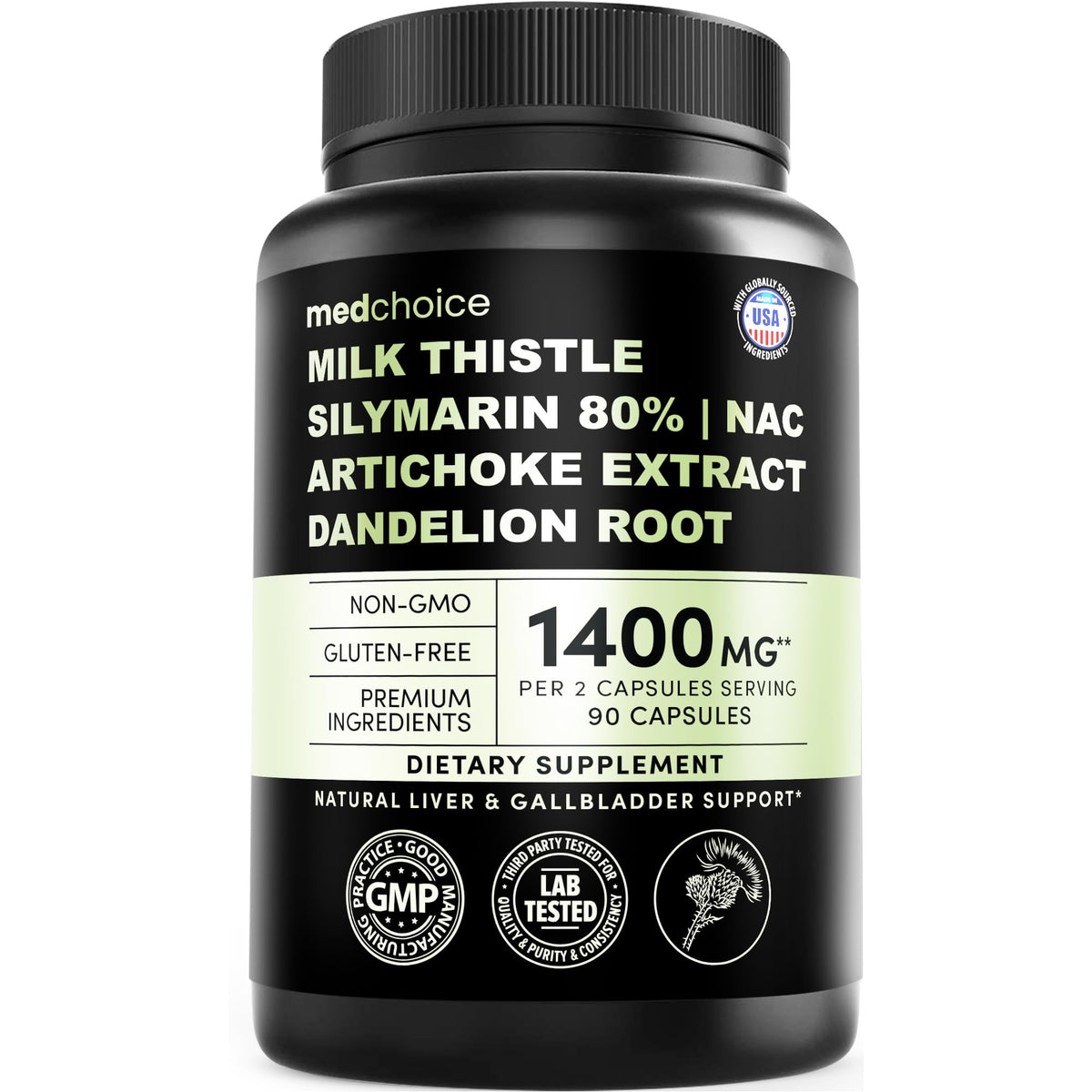 MEDCHOICE bouteille gélules chardon-Marie NAC pour soutenir le foie