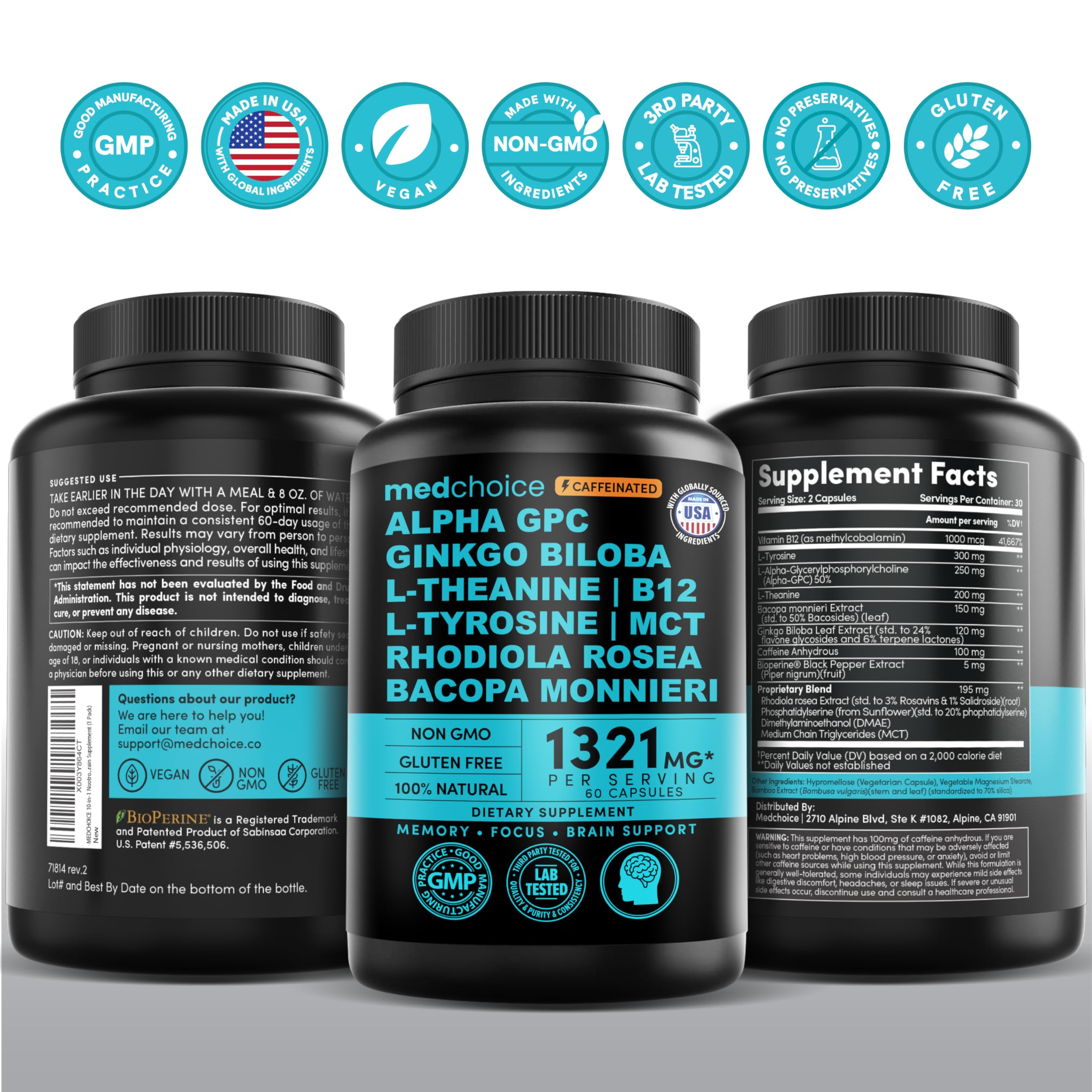 MEDCHOICE Emballage 60 capsules – pratique et rangement facile