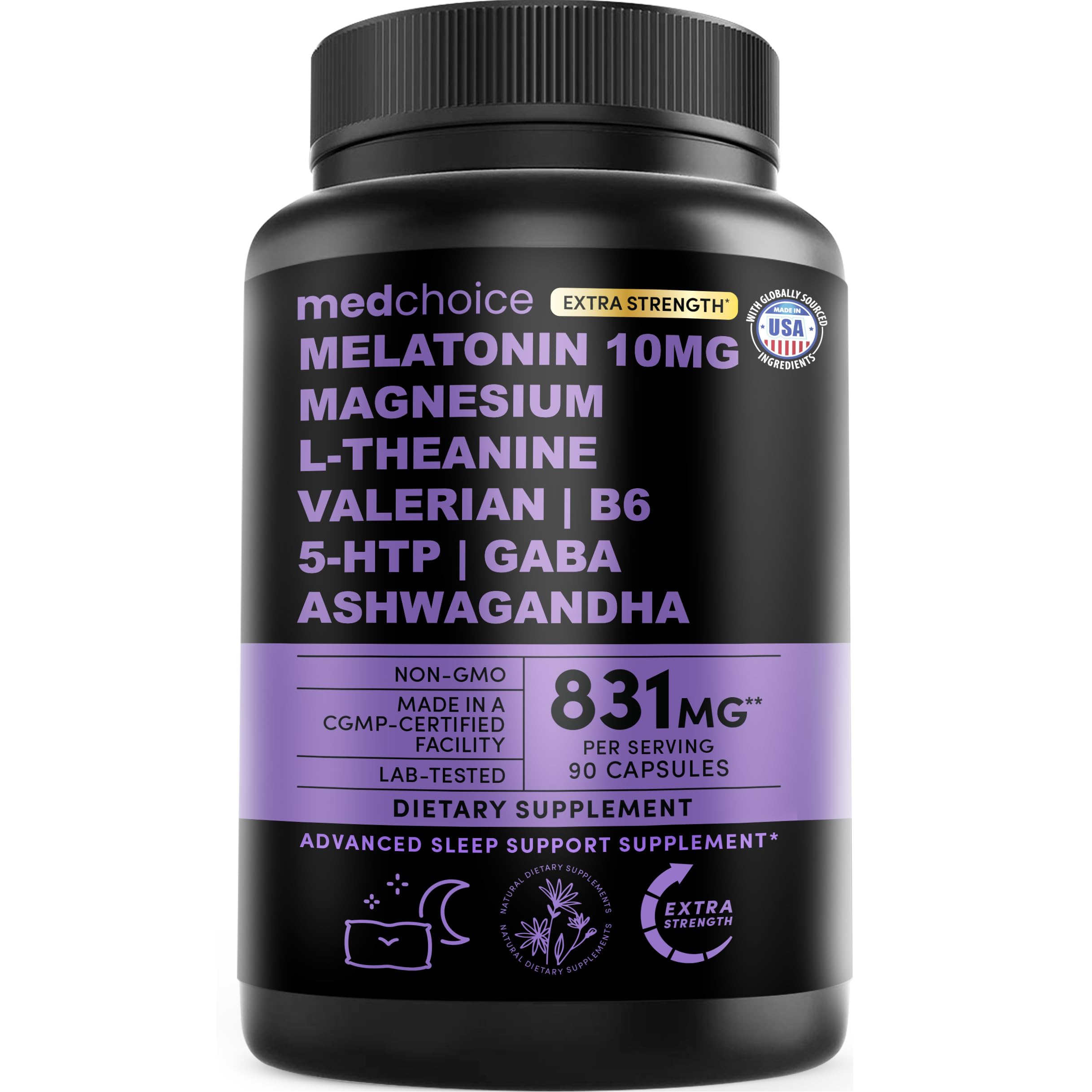 MEDCHOICE Sommeil 10 mg - capsules en flacon pour une routine nocturne.