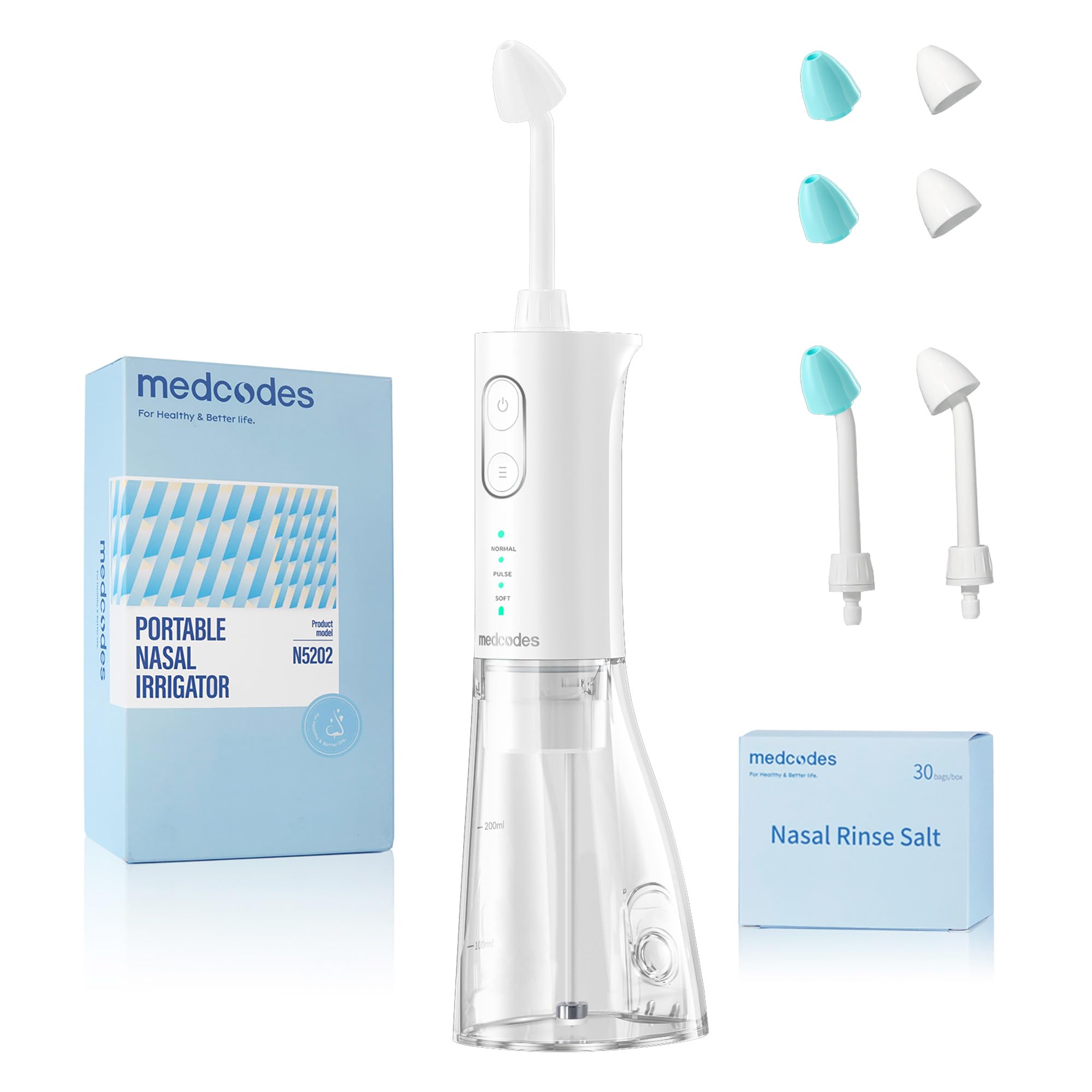 Medcodes Neti Pot Rinage pulsatile sur bouteille pour une respiration plus fluide