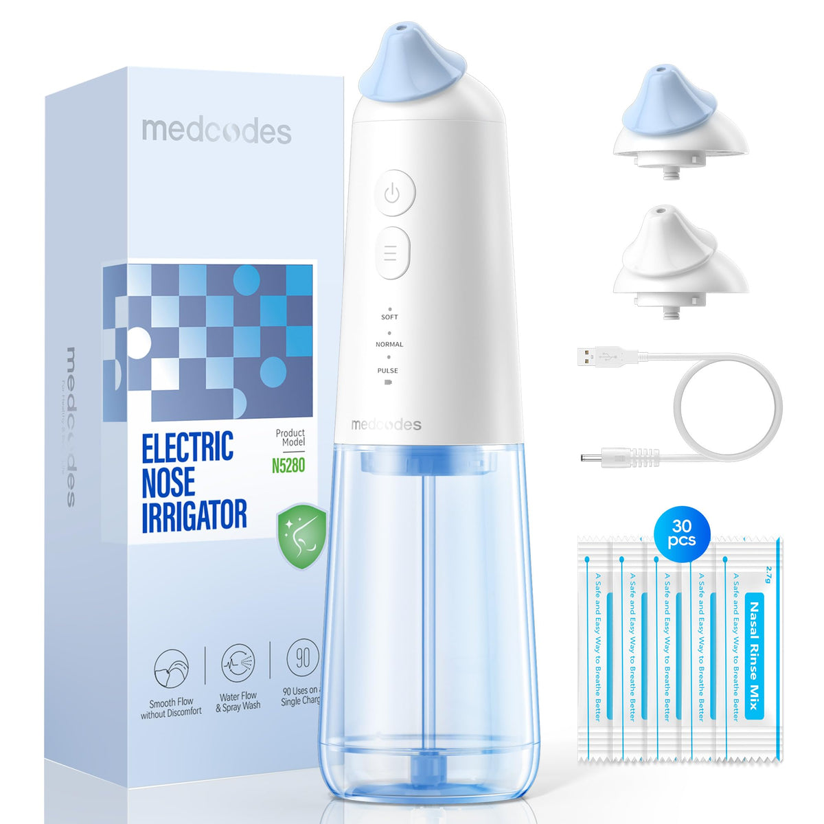 Medcodes système d'irrigation nasale électrique en action pour un rinçage rapide