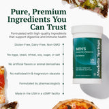 Medella Naturals Probiotiques pour Hommes, étiquette sans OGM, choix sain et clair.