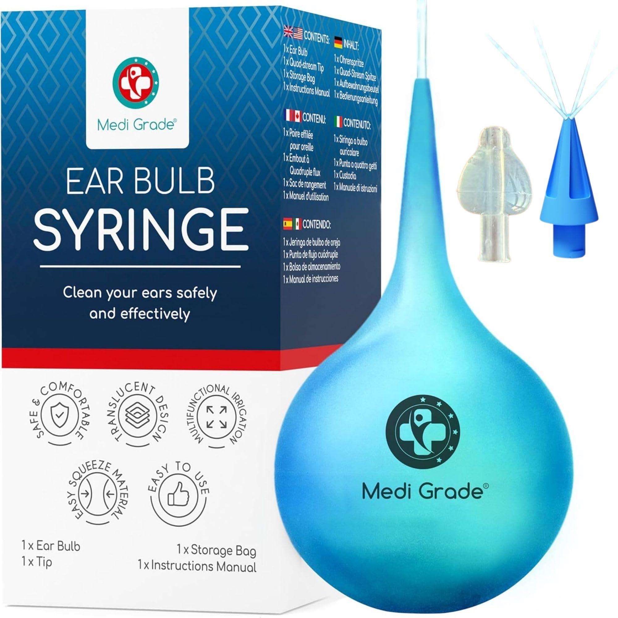 Medi Grade bulbe oreille 75 ml pour un nettoyage doux des oreilles.