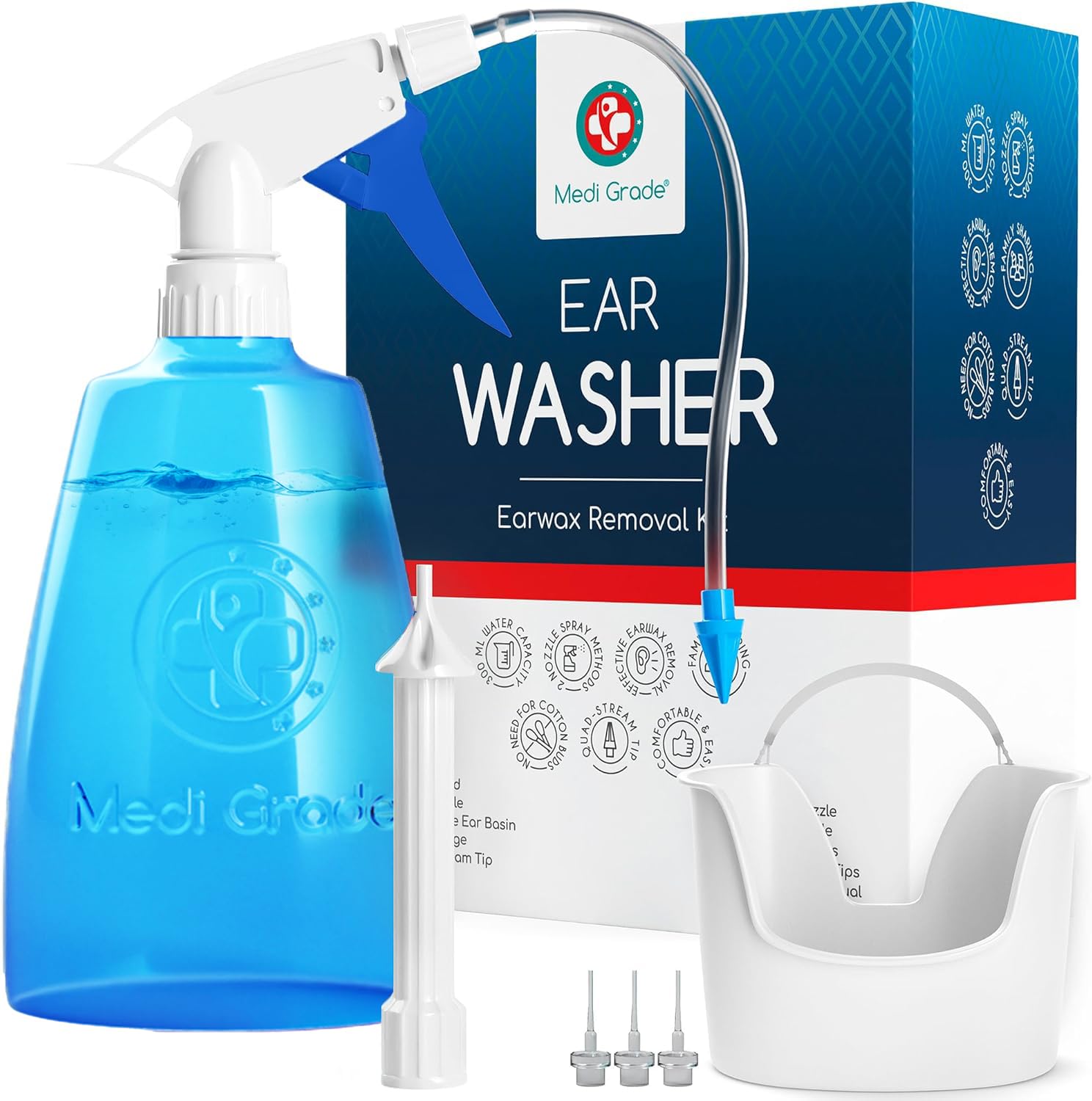 Medi Grade Kit Nettoyage des Oreilles - Bouteille compacte pour rinçage sûr à domicile.
