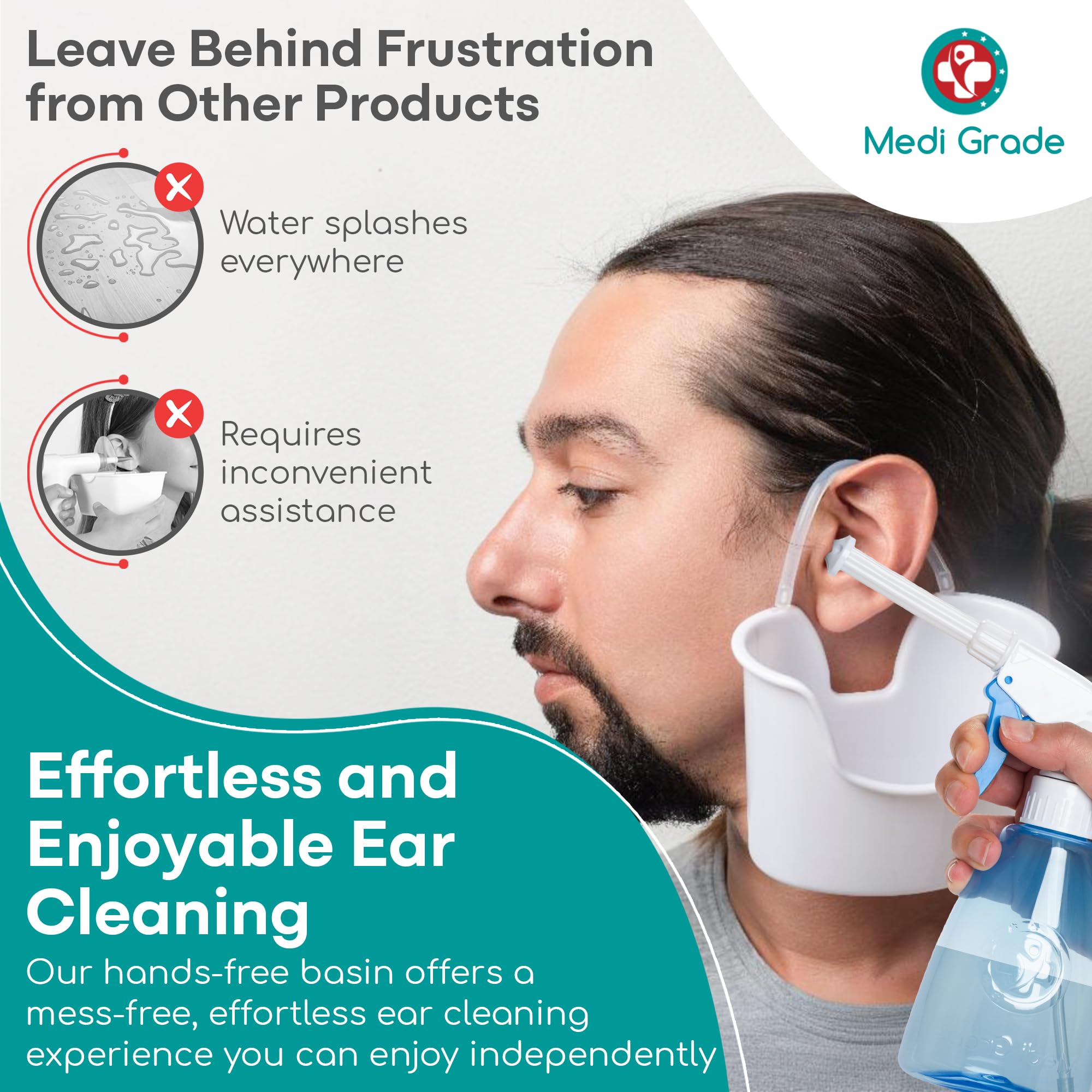 Medi Grade Kit Nettoyage des Oreilles - Système d'irrigation compact pour usage domestique.
