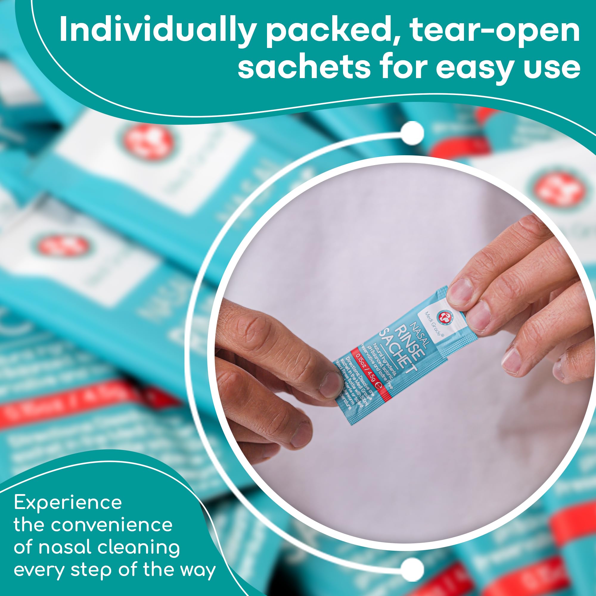 Kit Rinçage nasal Medi Grade pour une routine d’hygiène nasale quotidienne à domicile.