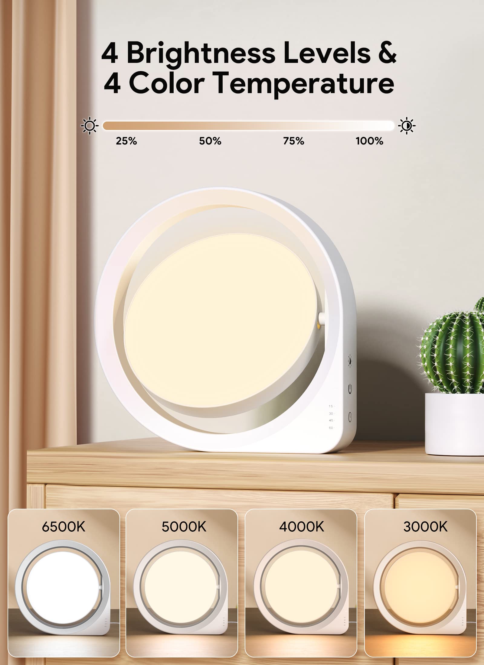 MediAcous lampe avec 4 températures visibles pour adapter l'ambiance.