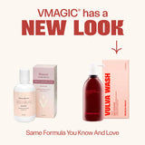 Ingrédients VMAGIC: camomille, collagène, vitamine E et sauge pour soin délicat.