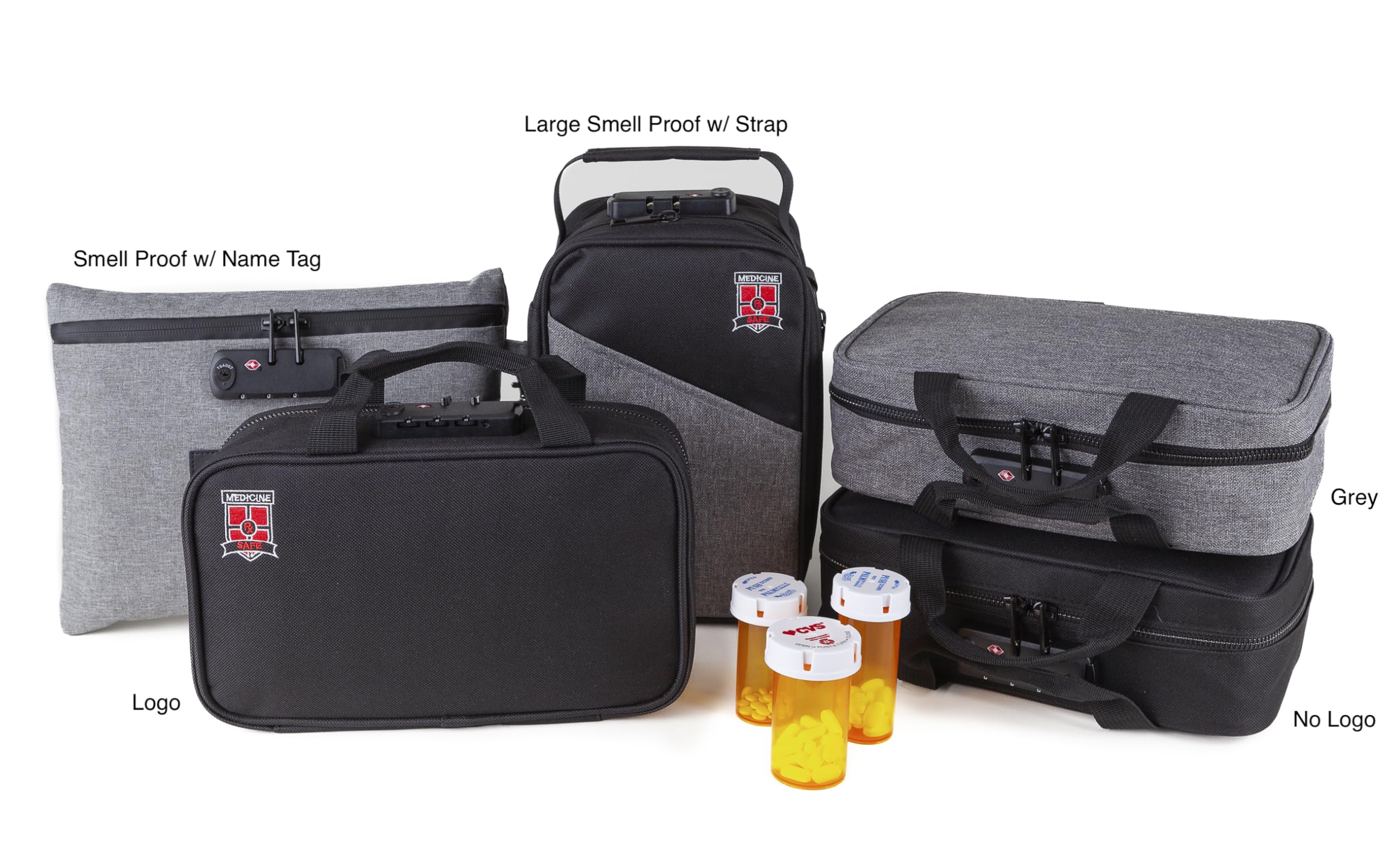 Medicine RX Safe poches arrière en maille pour rangement supplémentaire.