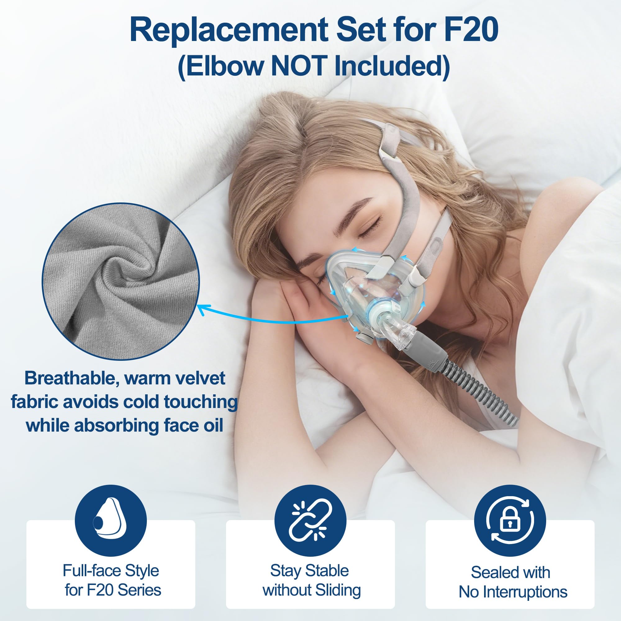 MEDICOLOR AirFit F20 – bandeau large et reglable pour un maintien stable.