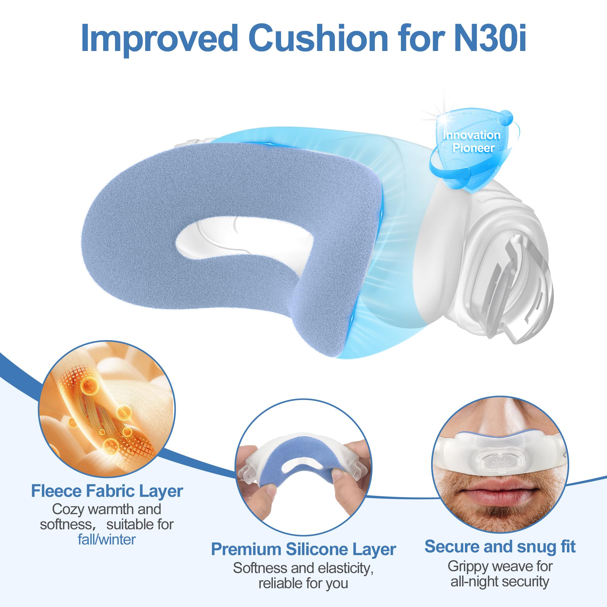 Douceur laine MEDICOLOR pour le coussin AirTouch N30i et peau agréable.