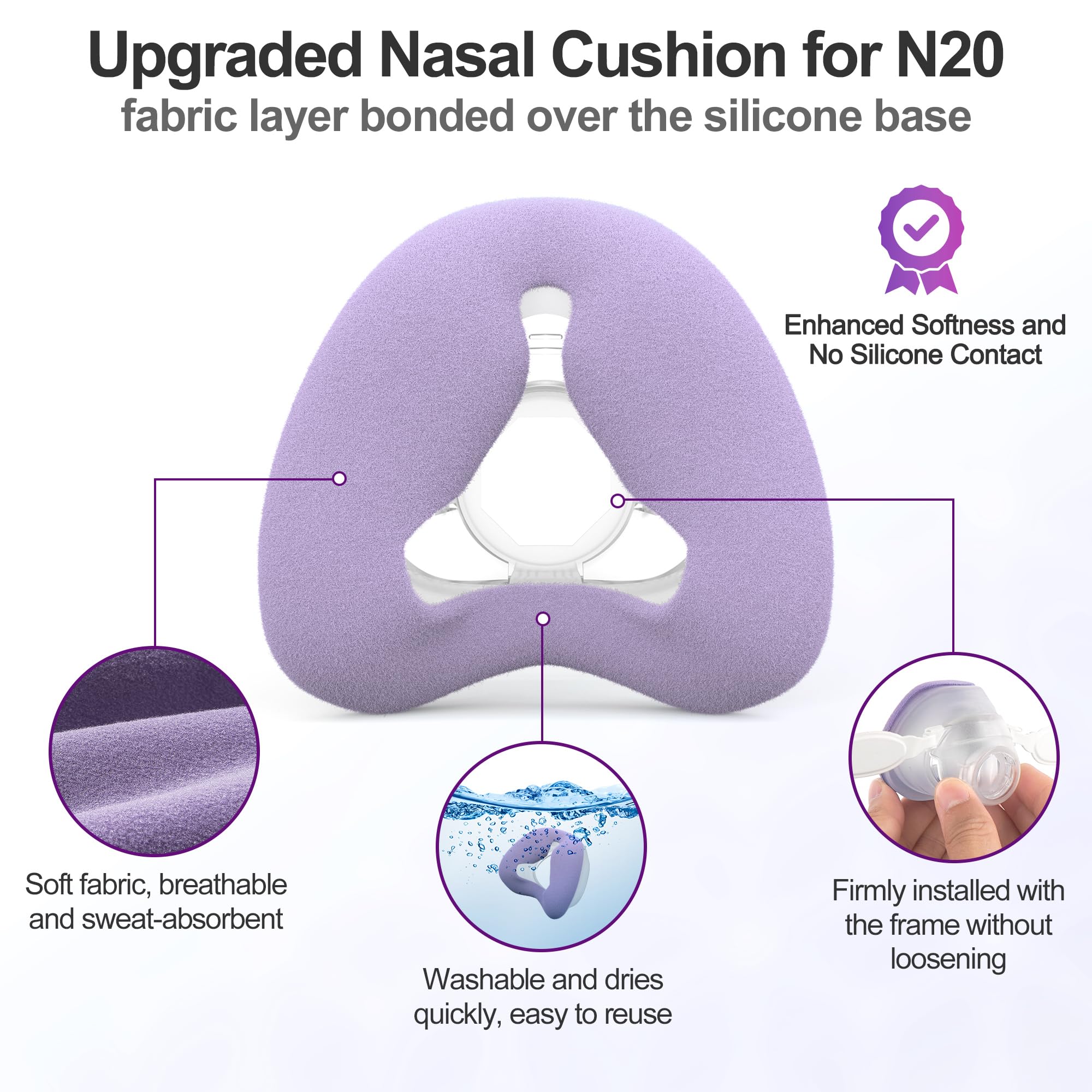 MEDICOLOR N20 – coussin nasal hybride silicone-tissu, douceur et hygiène