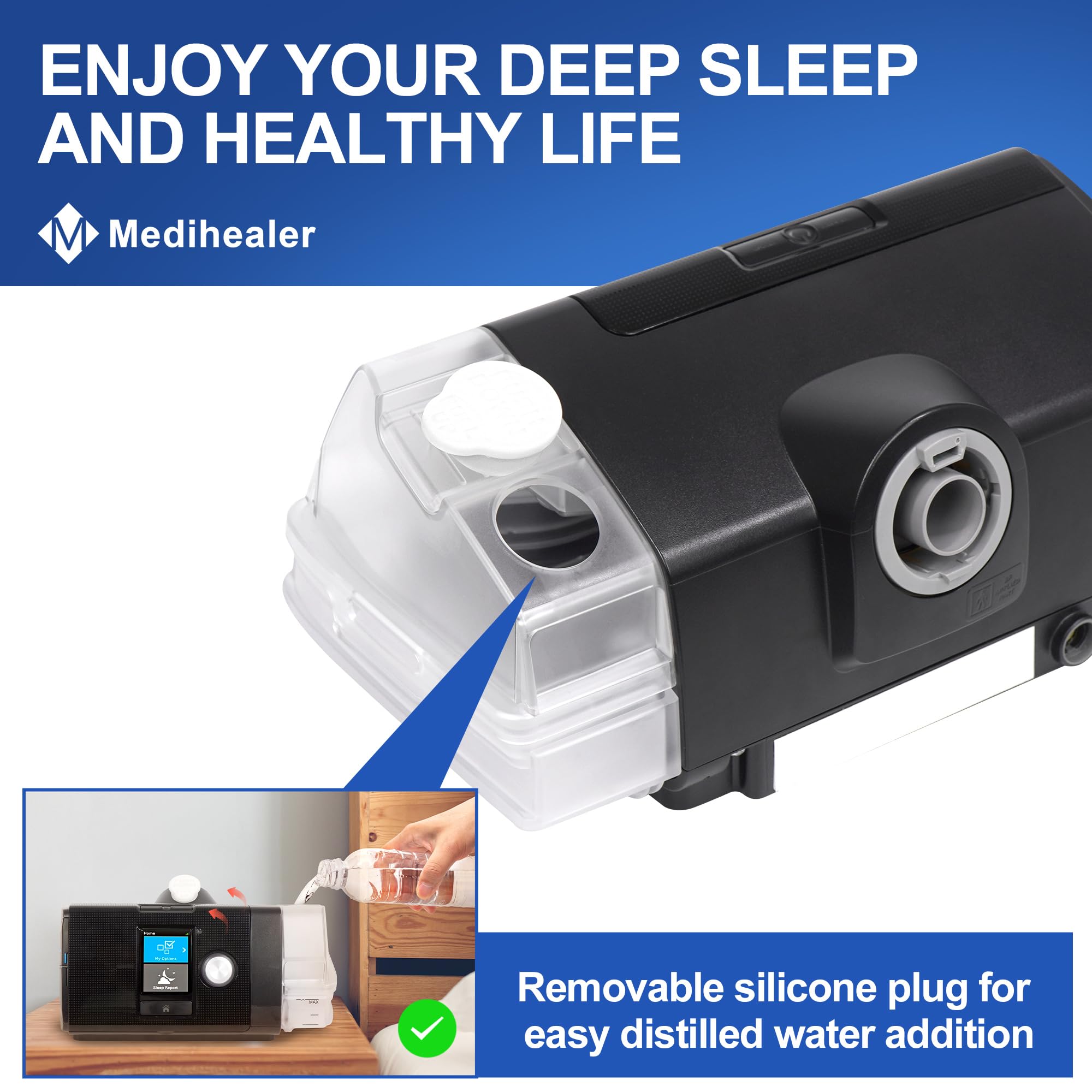 Chambre Medihealer AirSense 10 base en acier inox 316 pour durabilité.