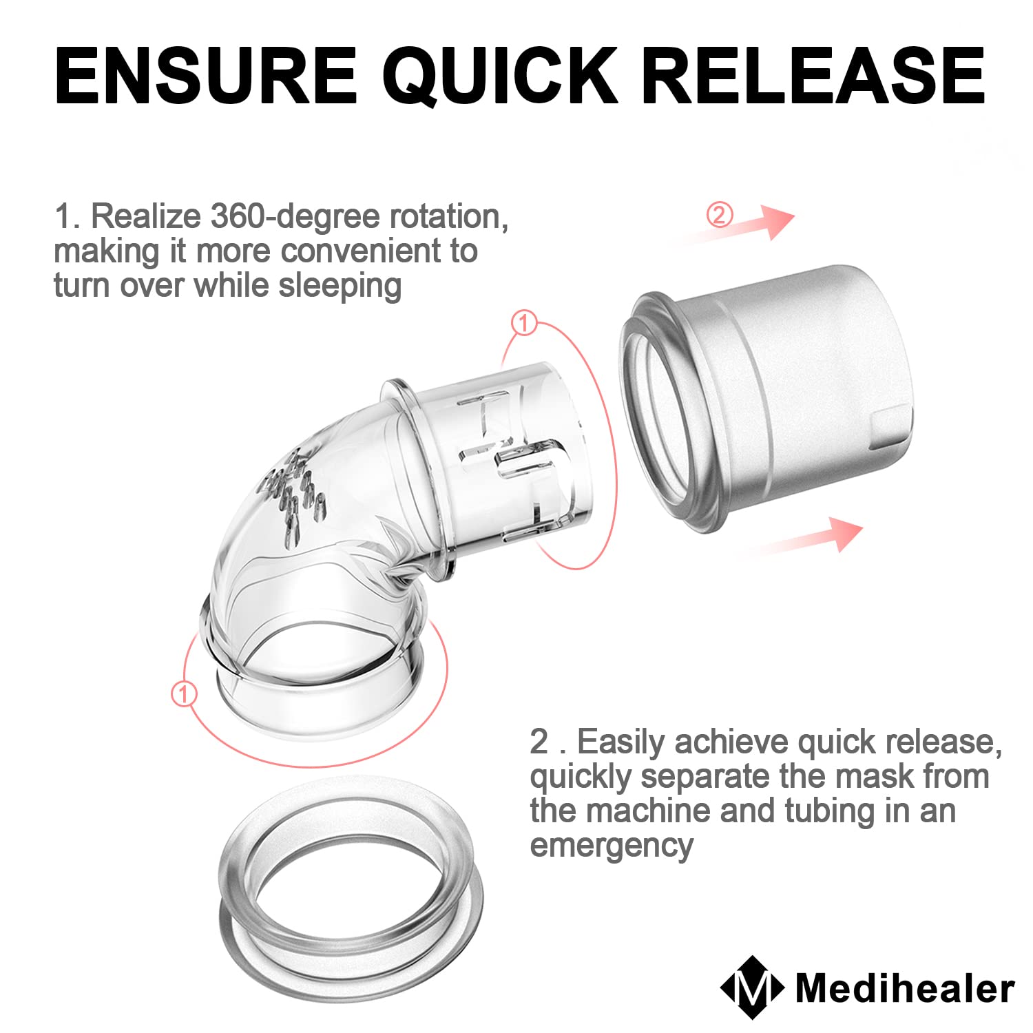 Medihealer: diamètre compatible DreamWear, connexion sûre et stable.