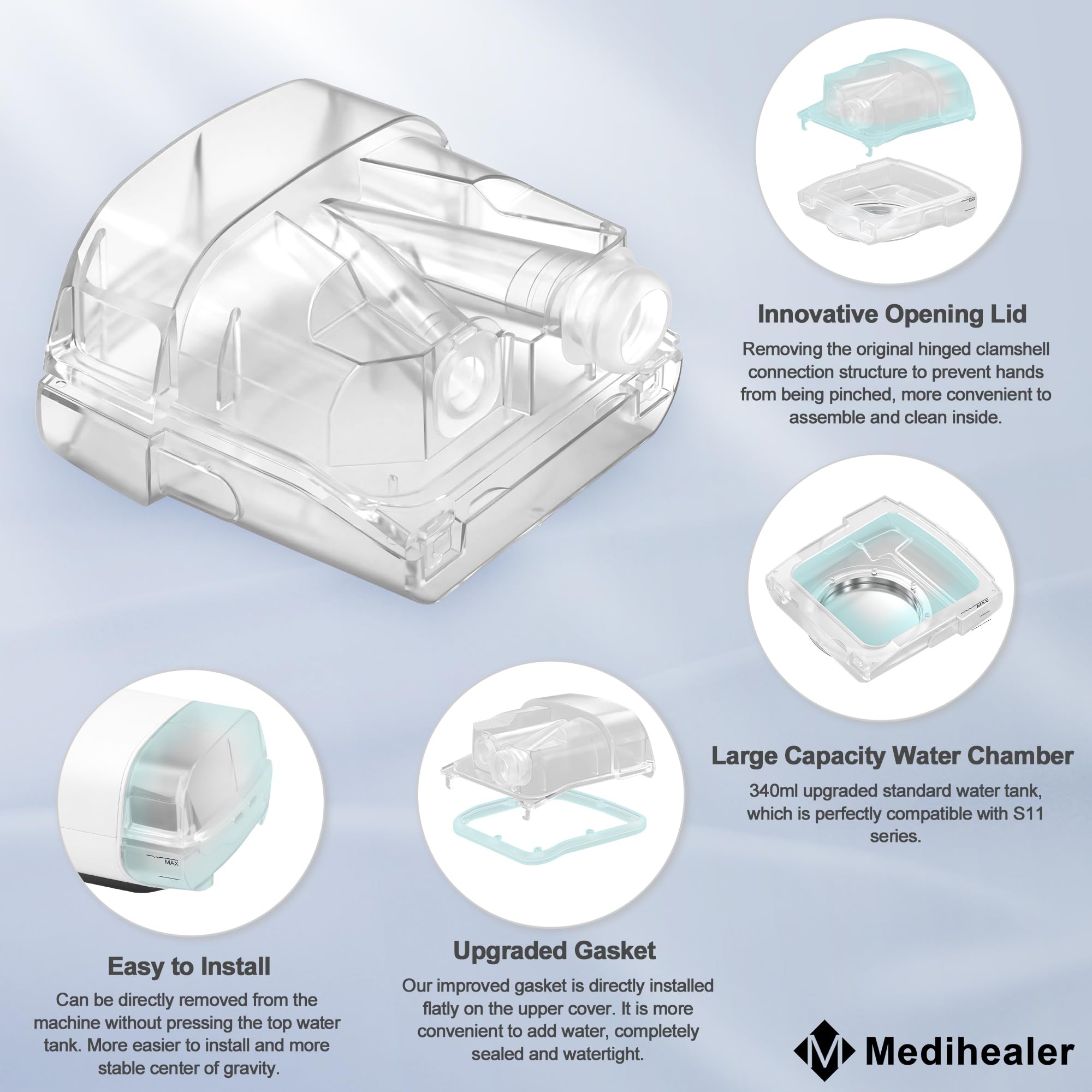 Medihealer joint plan AirSense11: étanchéité fiable et remplissage facilité.