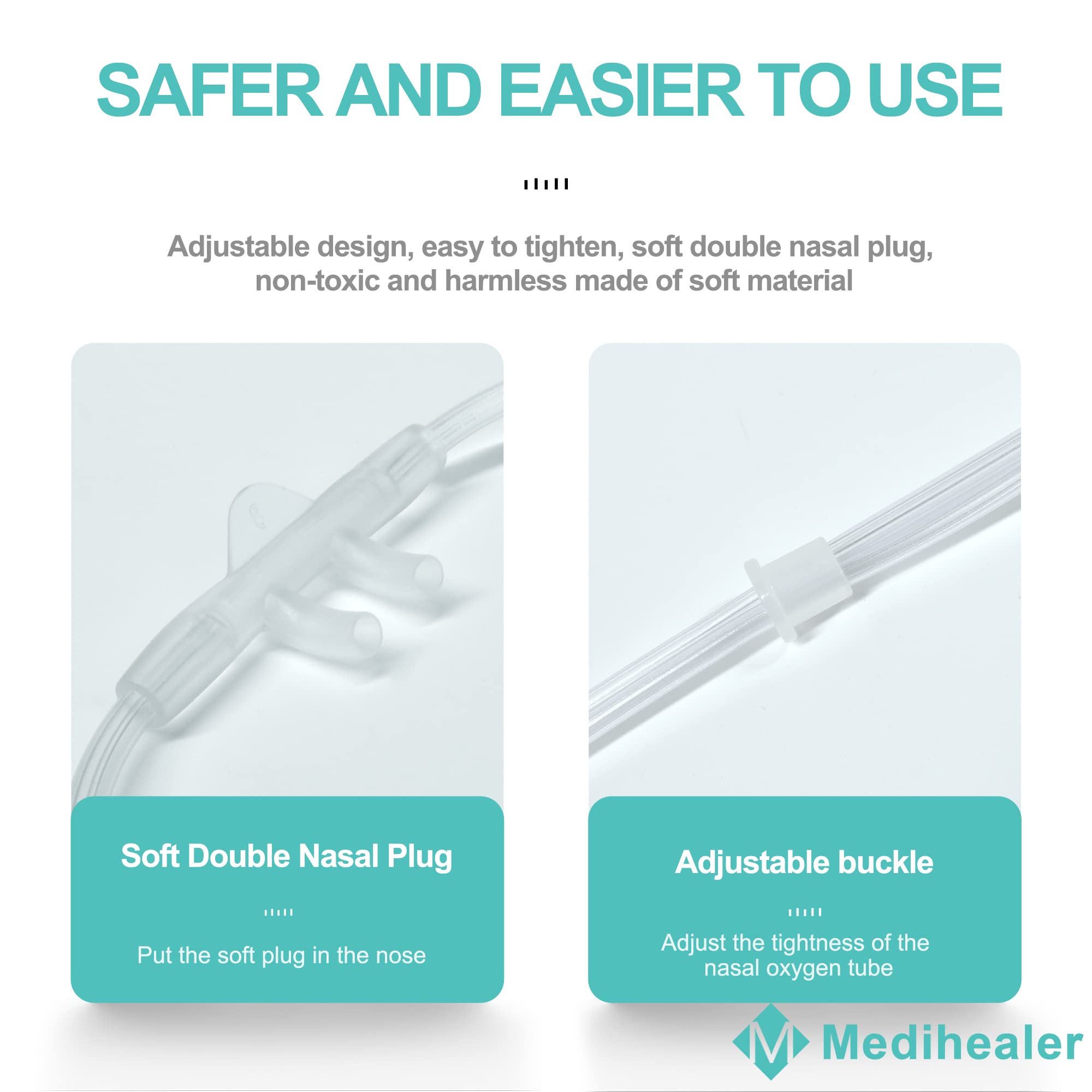 Tubes doux en silicone Medihealer – minimise l'irritation autour du visage et des oreilles.