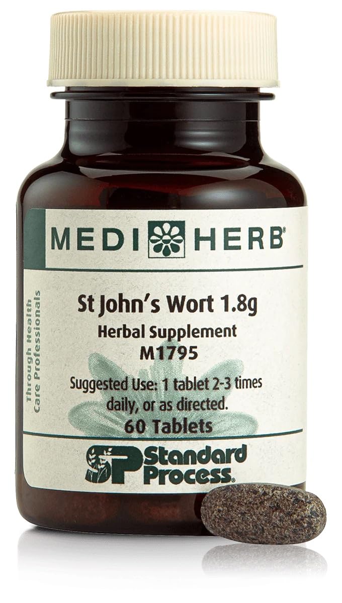 MediHerb Millepertuis – bouteille de 40 comprimés prête à l'emploi pour routine bien-être.