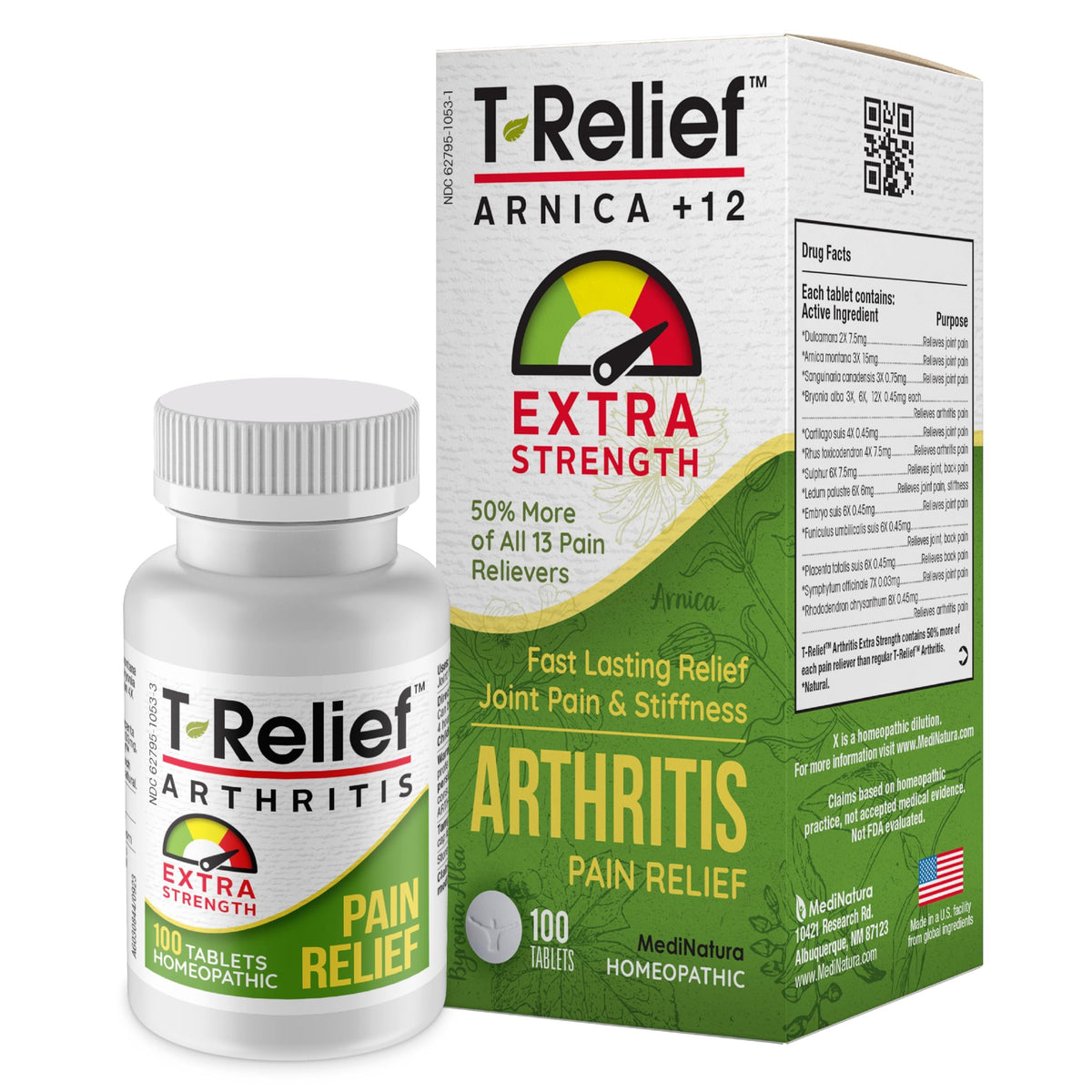MediNatura T-Relief Arnica tablettes : soulagement naturel pour les articulations.
