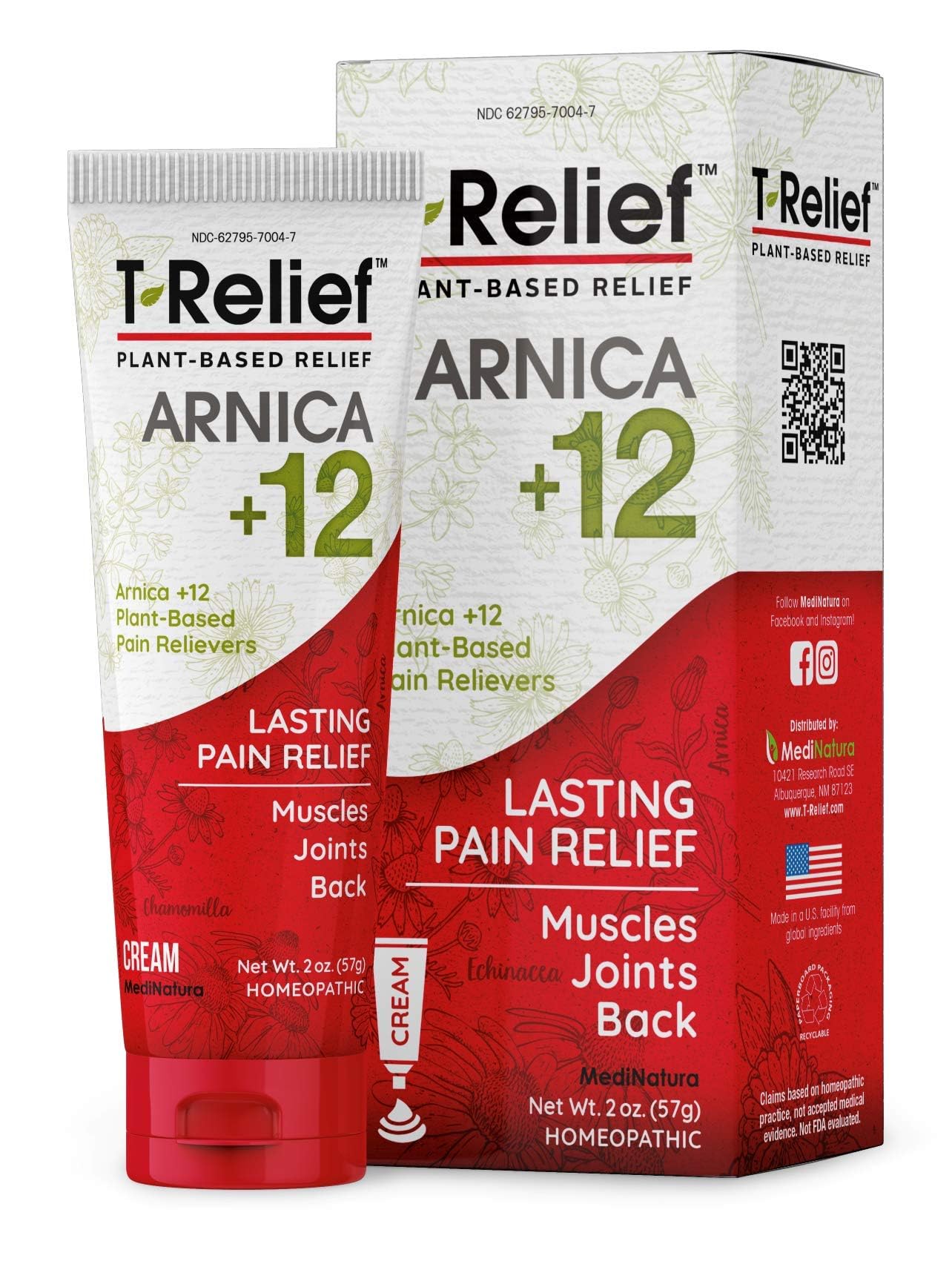 MediNatura T-Relief, crème-relief-douleurs, aide potentiellement les douleurs articulaires et musculaires.