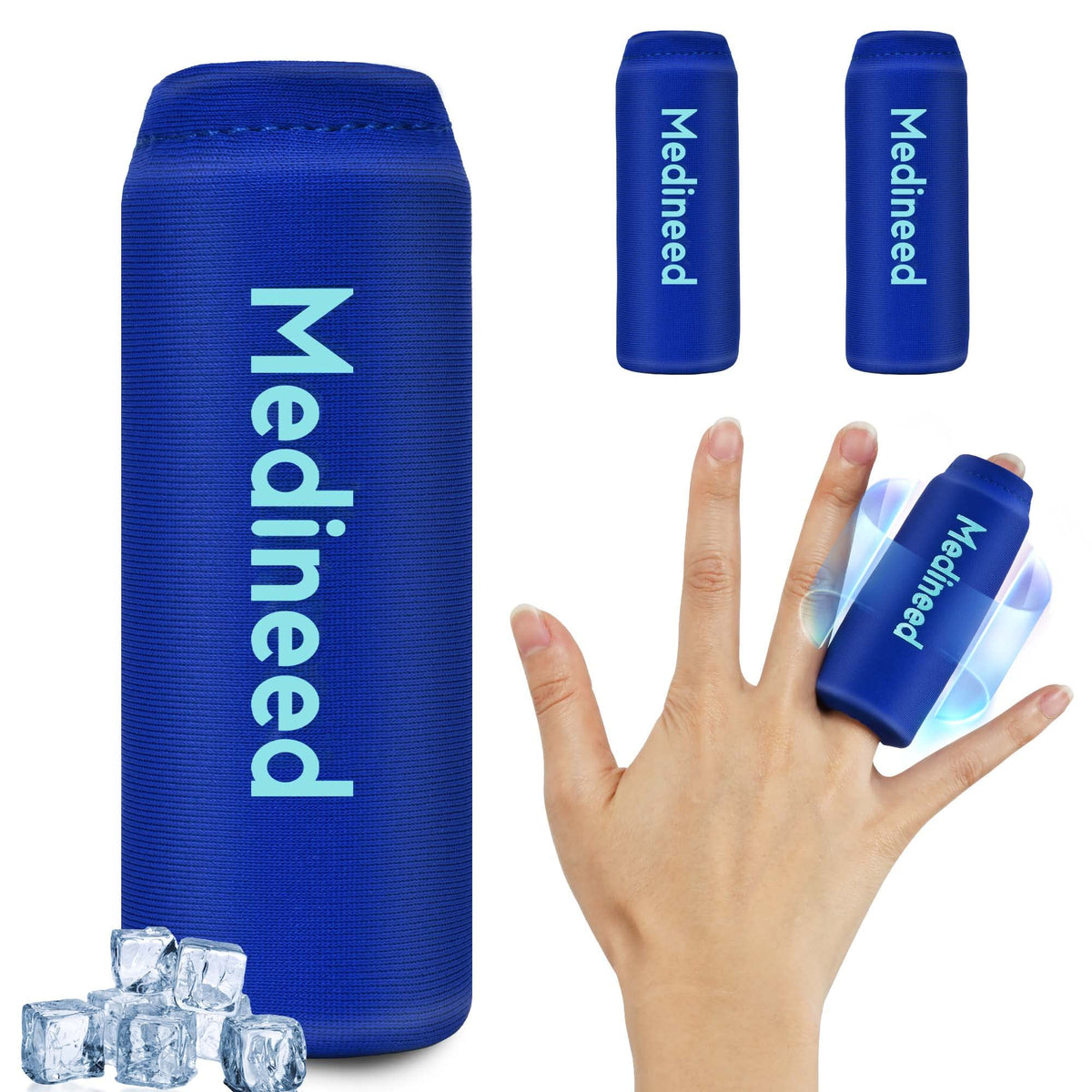Medineed – Manchettes doigts gel bleu ensemble, maintien confortable pour doigts tout au long de la journée.