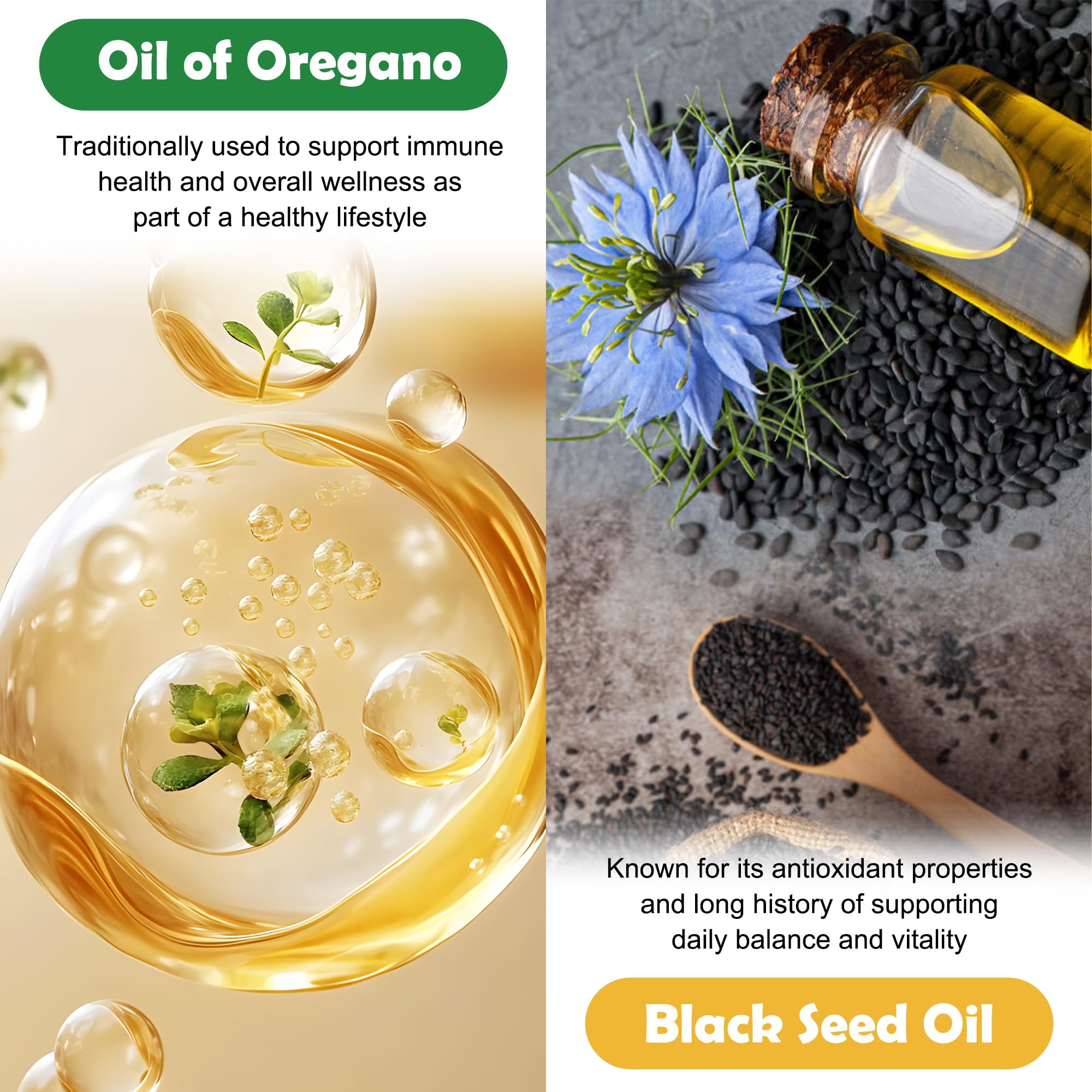 Antioxydants naturels carvacrol et thymoquinone pour soutien naturel.