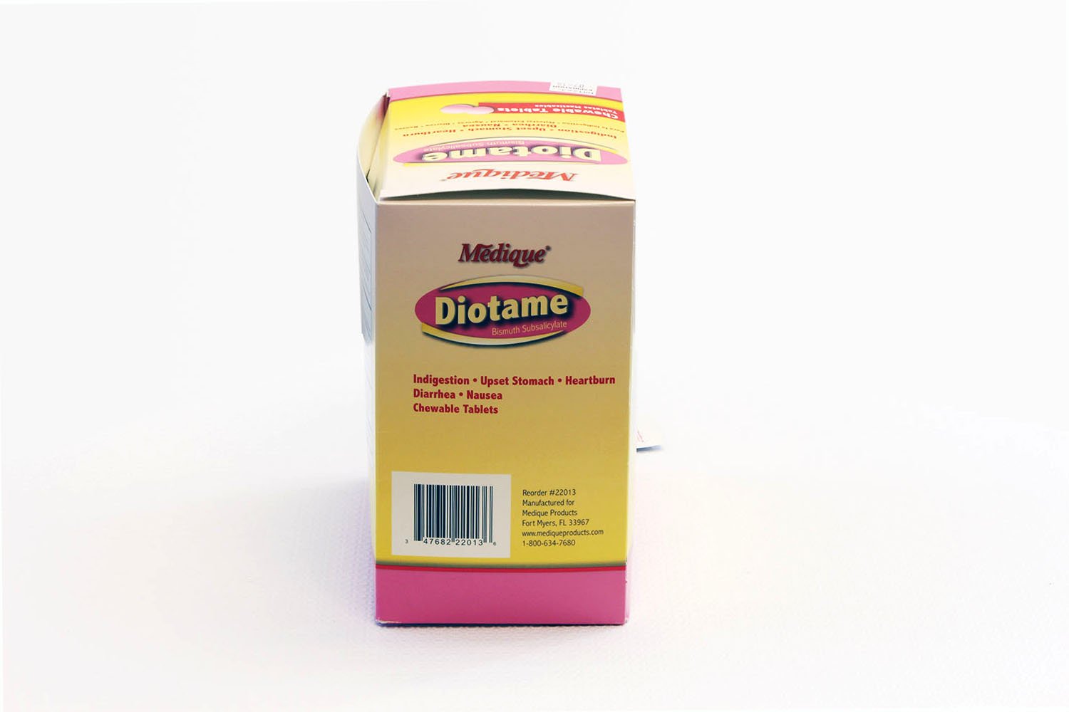 Medique Diotame: produit comparable à Pepto-Bismal, soulage l’inconfort digestif avec douceur.