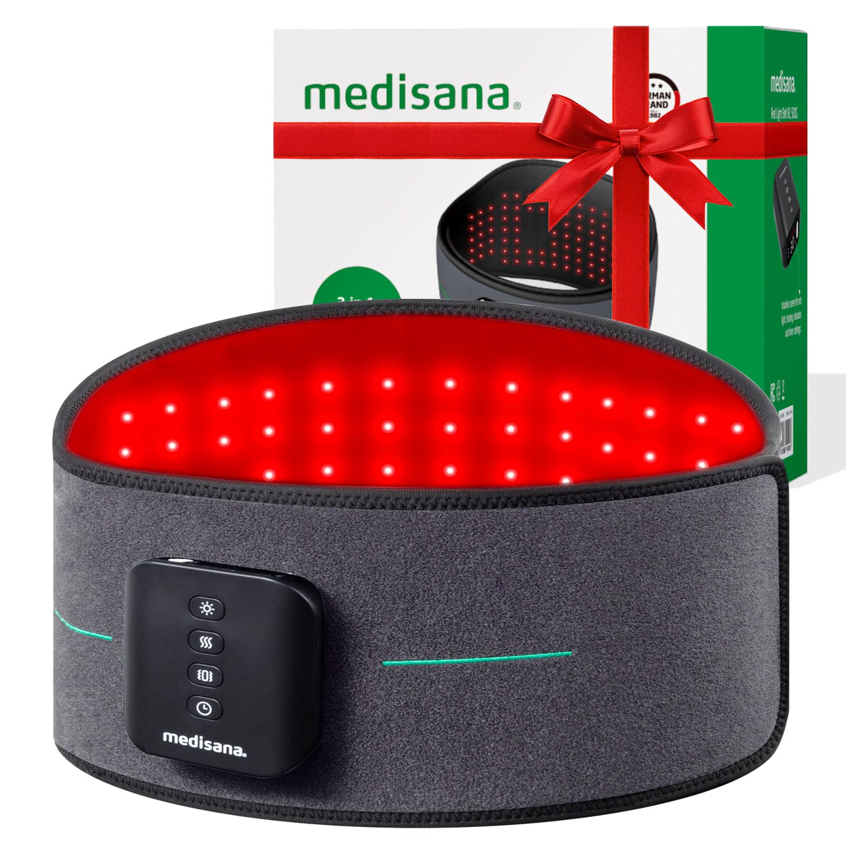 Medisana ceinture massage lumière rouge sur le dos pour détente musculaire.