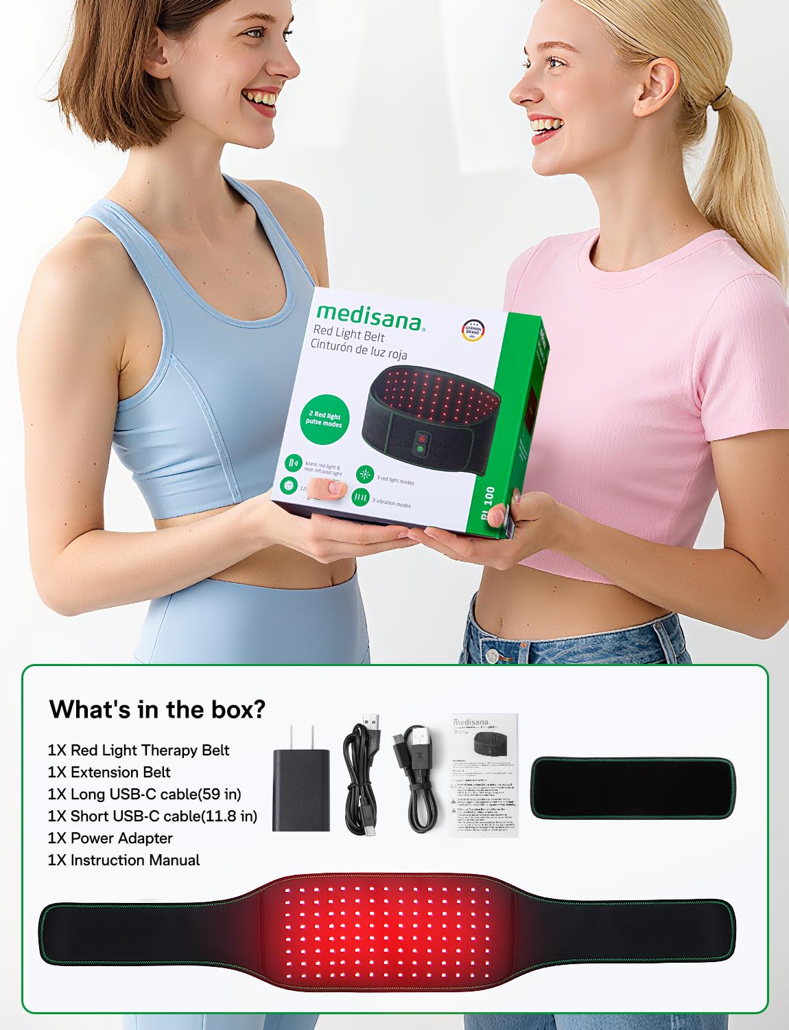 Medisana-longueur-ceinture-126cm-extendeur-40cm : ajustement personnalisé et stabilité lors du port.