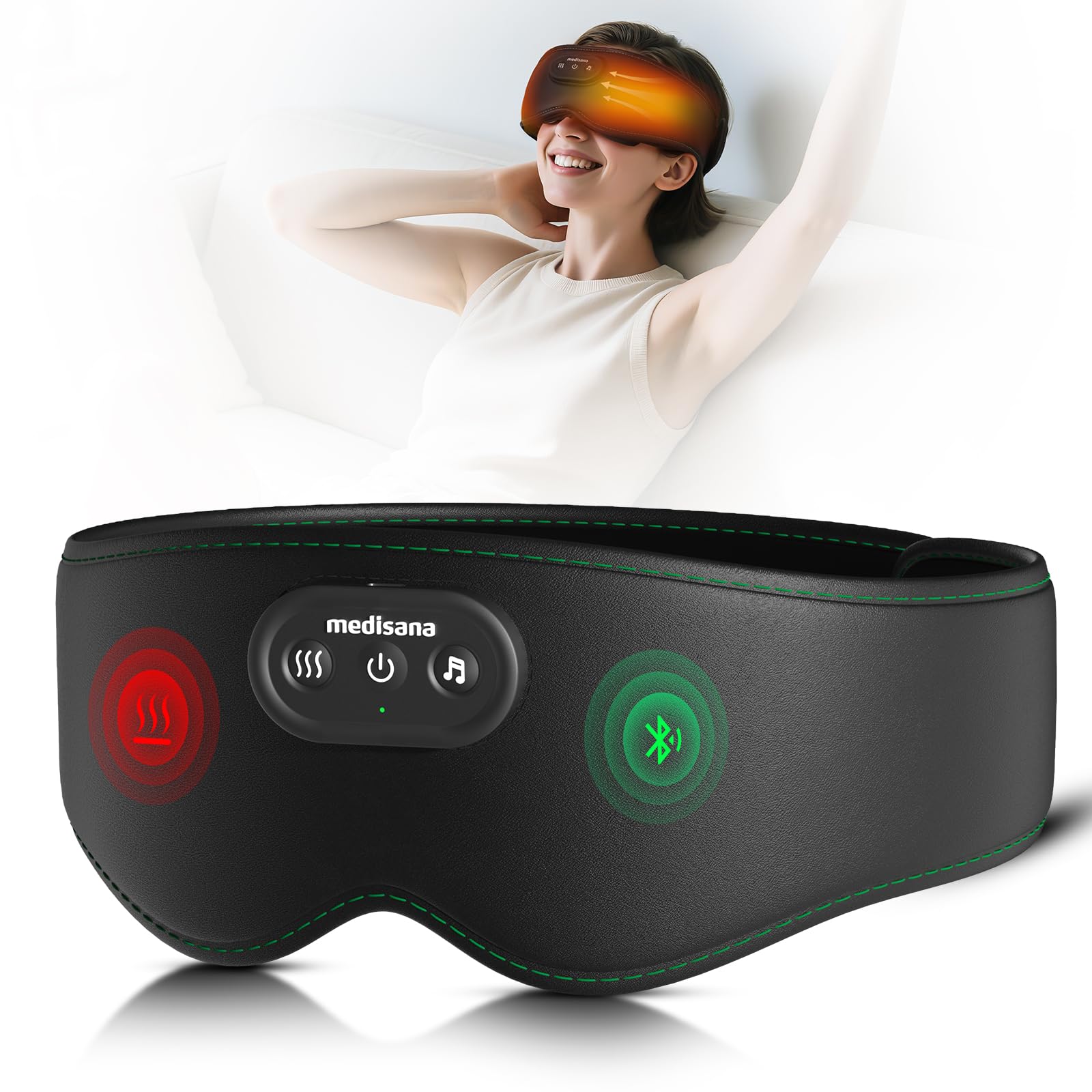 Medisana Masque Yeux Chauffant et Bluetooth: détente et chaleur apaisante pour sommeil