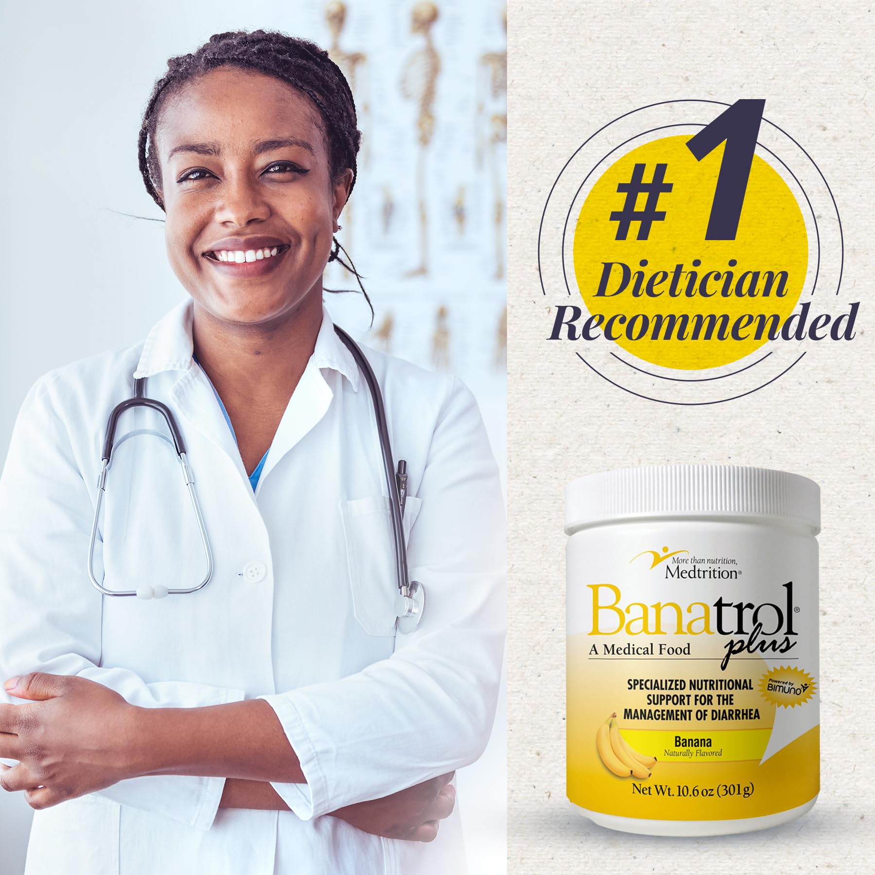 Medtrition Banatrol Plus — Bouchon ergonomique facilitant l’ouverture.