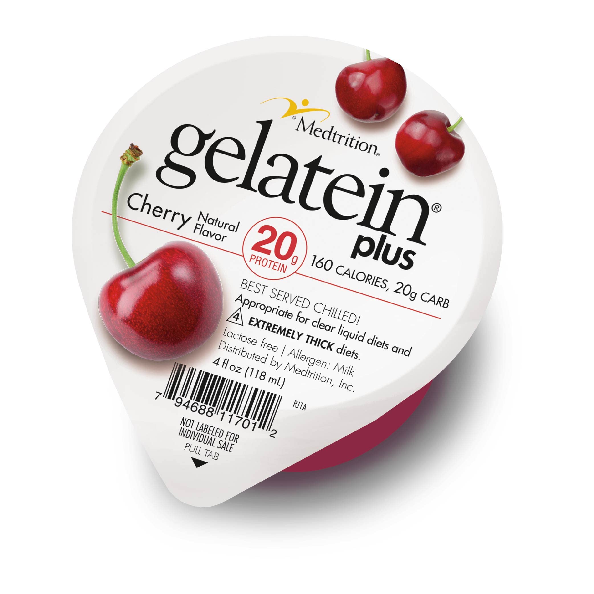 Medtrition Gelatein Plus Cerise en bouteille, riche en protéines pour journées actives.